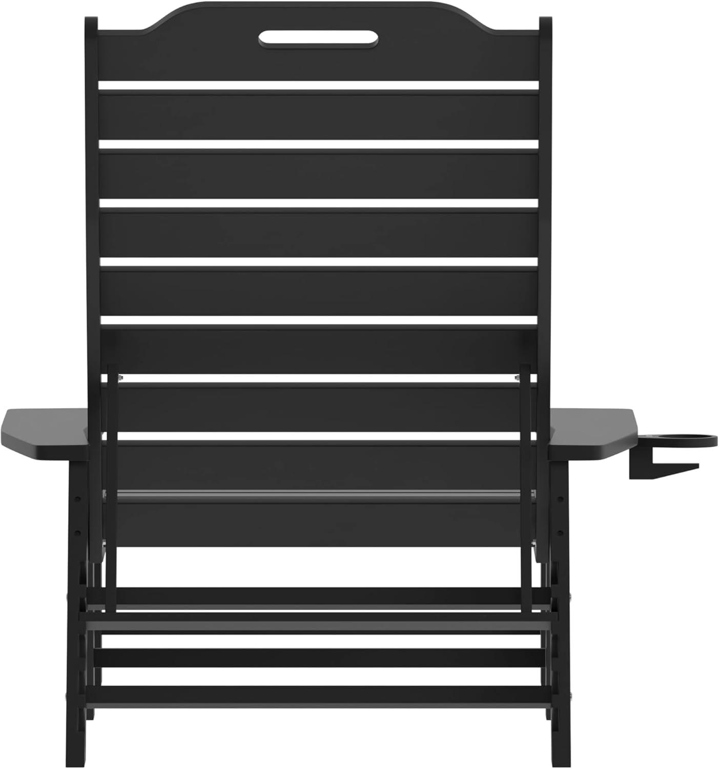 imageFlash Furniture Monterey Adjustable Adirondack Loungers with Cup Holders AllWeather IndoorOutdoor HDPE Lounge Chairs Set of 2 GrayBlack