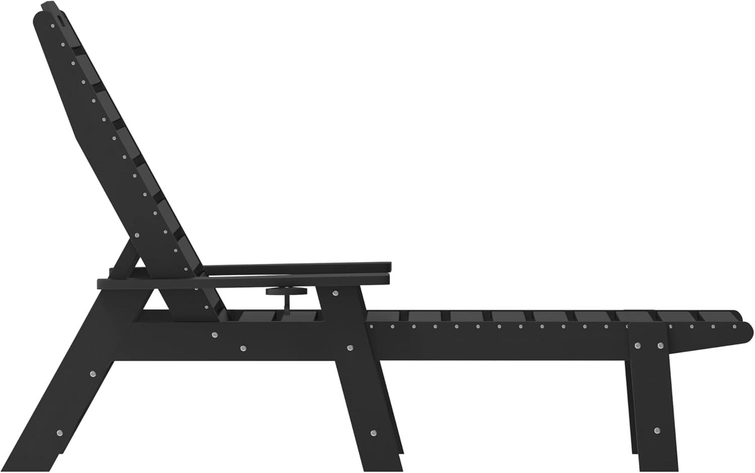 imageFlash Furniture Monterey Adjustable Adirondack Loungers with Cup Holders AllWeather IndoorOutdoor HDPE Lounge Chairs Set of 2 GrayBlack