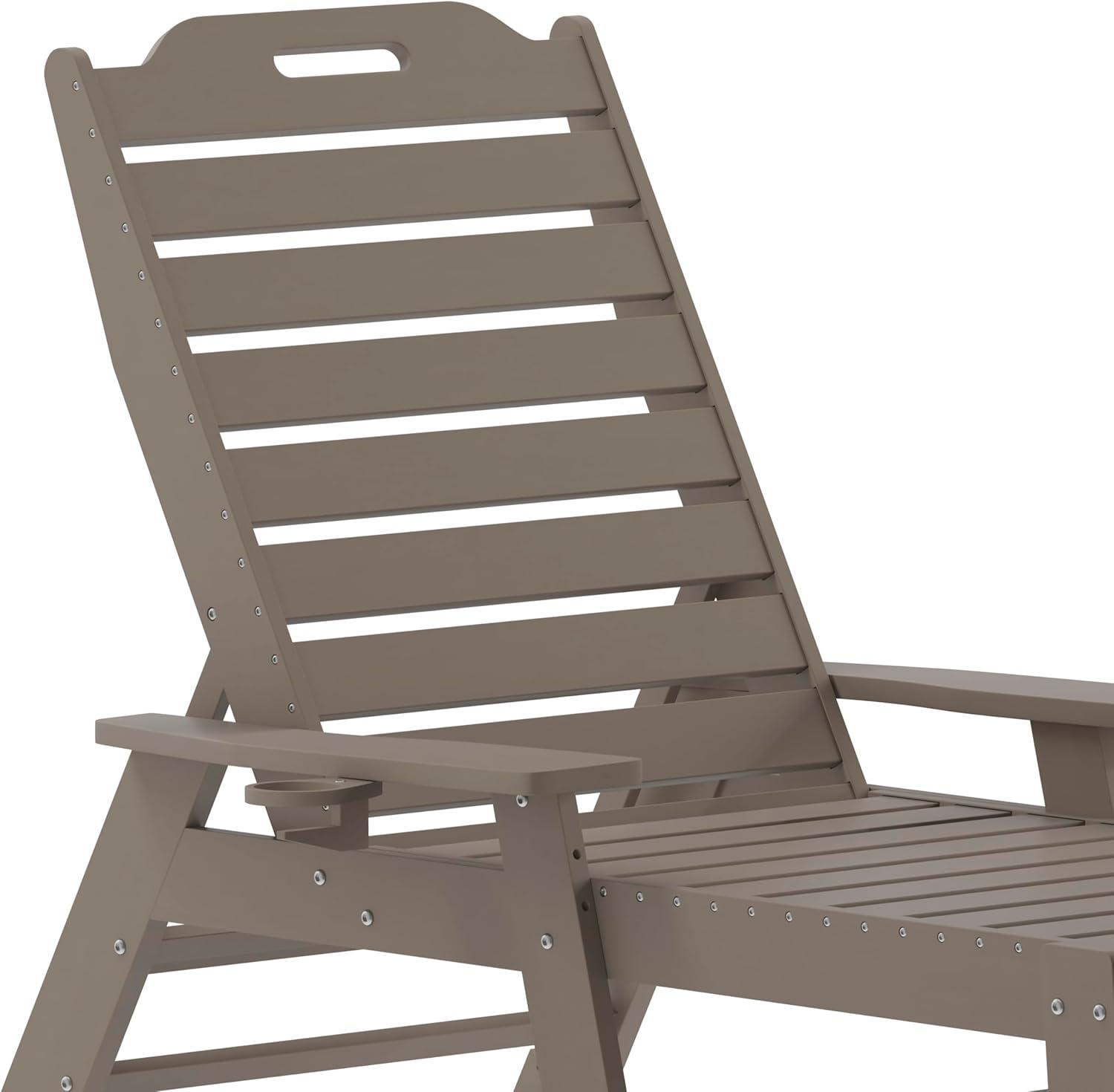 imageFlash Furniture Monterey Adjustable Adirondack Loungers with Cup Holders AllWeather IndoorOutdoor HDPE Lounge Chairs Set of 2 GrayBrown