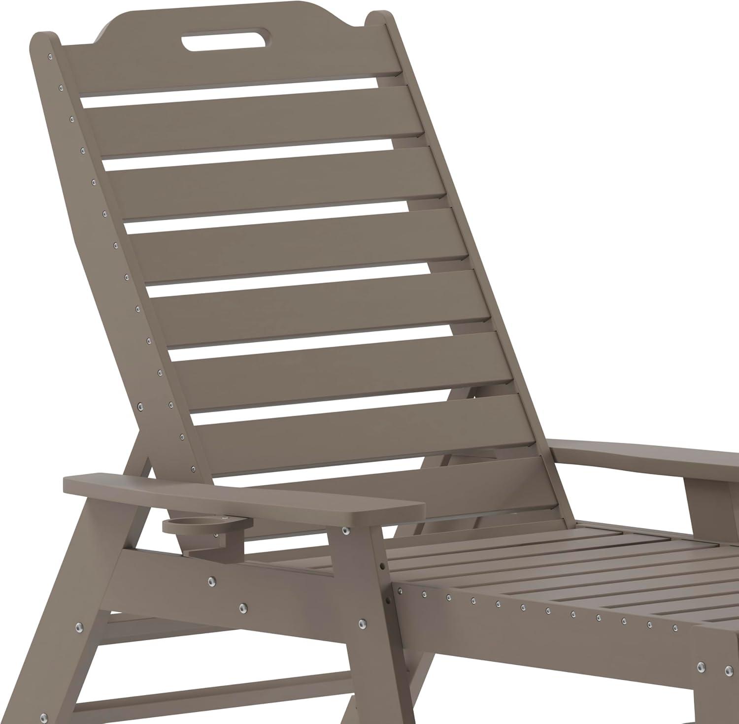 imageFlash Furniture Monterey Adjustable Adirondack Loungers with Cup Holders AllWeather IndoorOutdoor HDPE Lounge Chairs Set of 2 GrayBrown