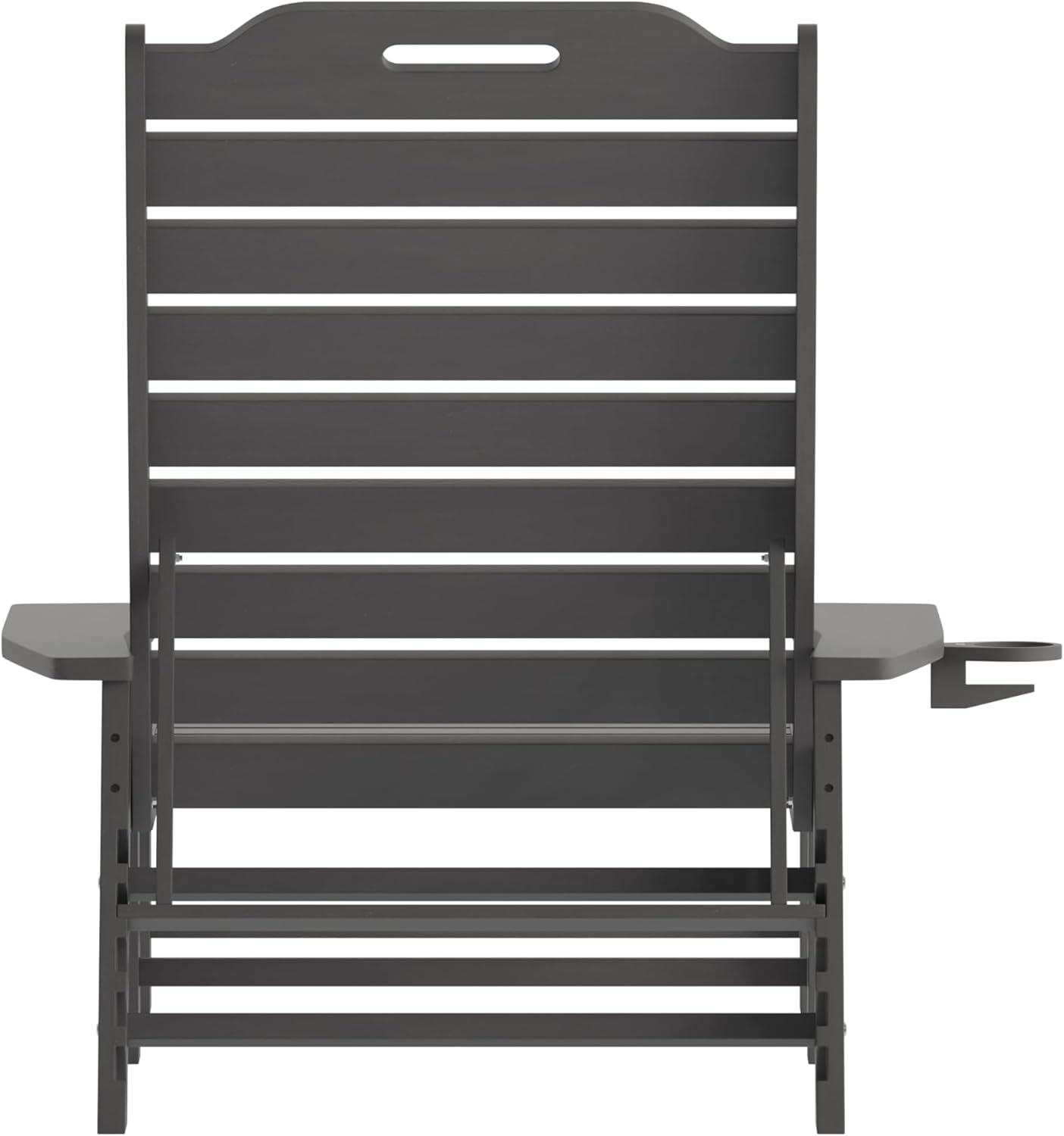 imageFlash Furniture Monterey Adjustable Adirondack Loungers with Cup Holders AllWeather IndoorOutdoor HDPE Lounge Chairs Set of 2 GrayGrey