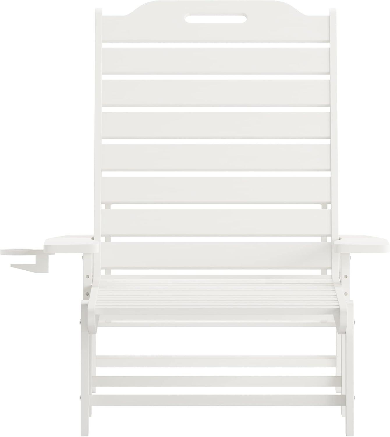 imageFlash Furniture Monterey Adjustable Adirondack Loungers with Cup Holders AllWeather IndoorOutdoor HDPE Lounge Chairs Set of 2 GrayWhite