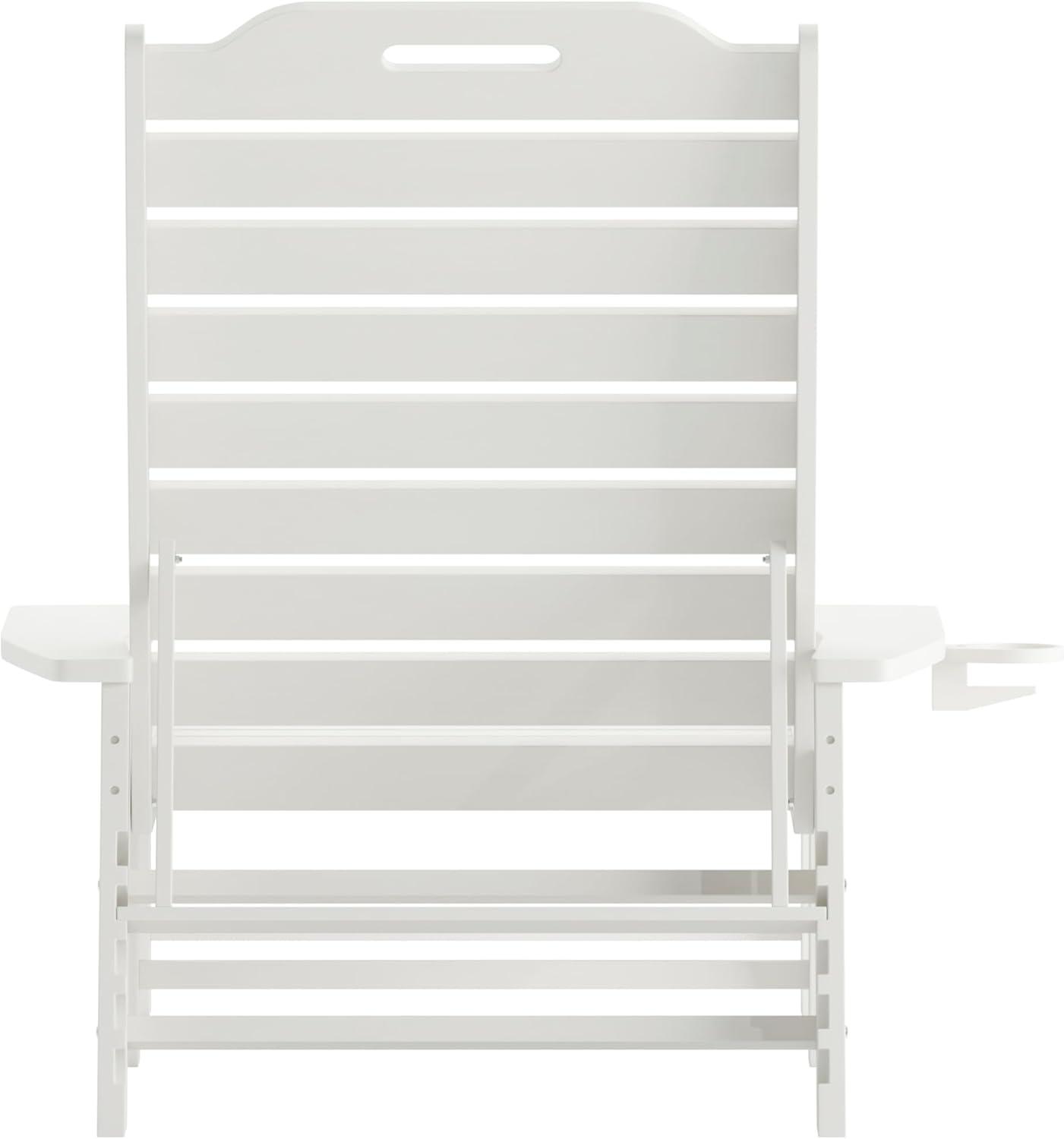 imageFlash Furniture Monterey Adjustable Adirondack Loungers with Cup Holders AllWeather IndoorOutdoor HDPE Lounge Chairs Set of 2 GrayWhite