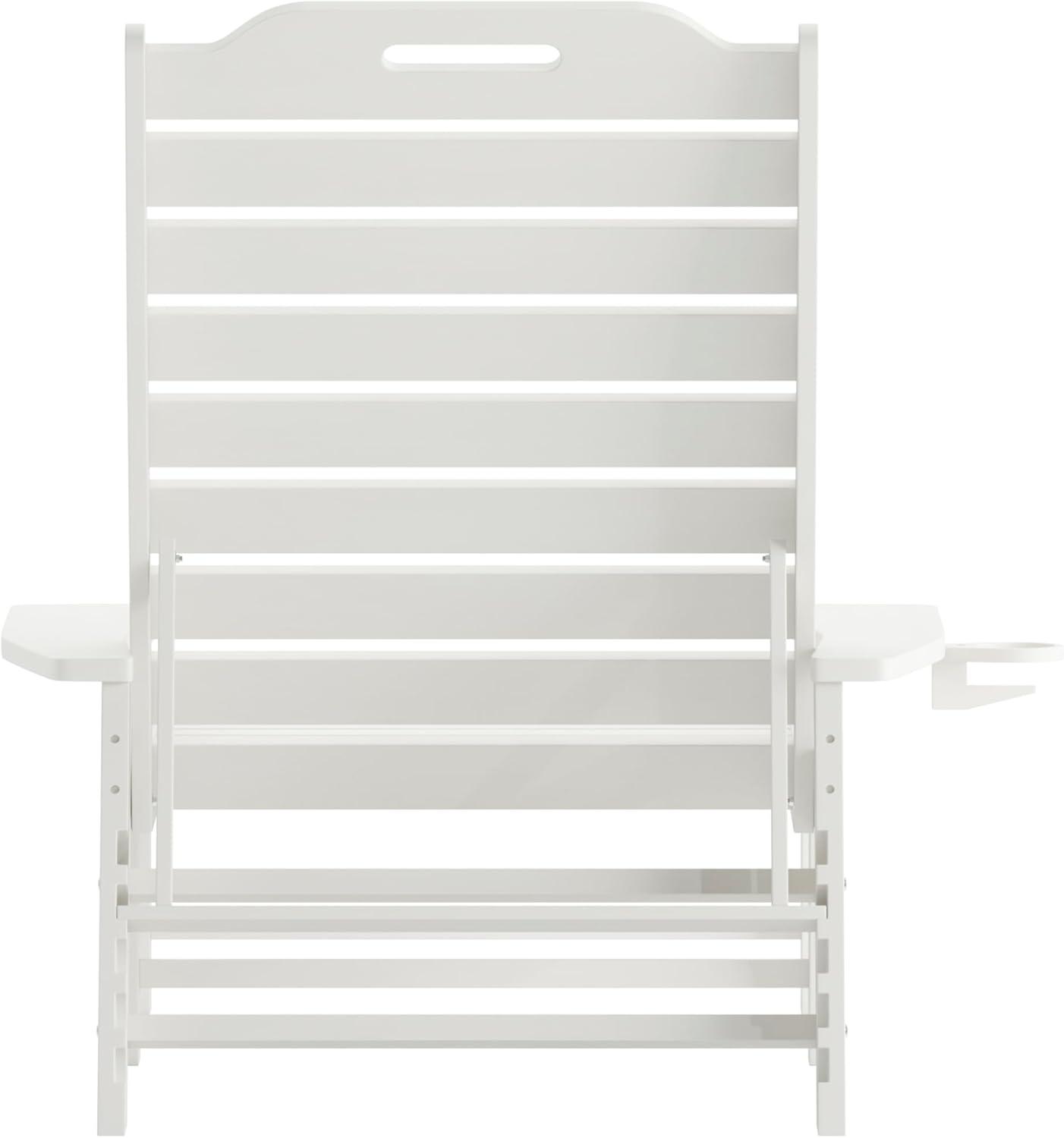 imageFlash Furniture Monterey Adjustable Adirondack Loungers with Cup Holders AllWeather IndoorOutdoor HDPE Lounge Chairs Set of 2 GrayWhite
