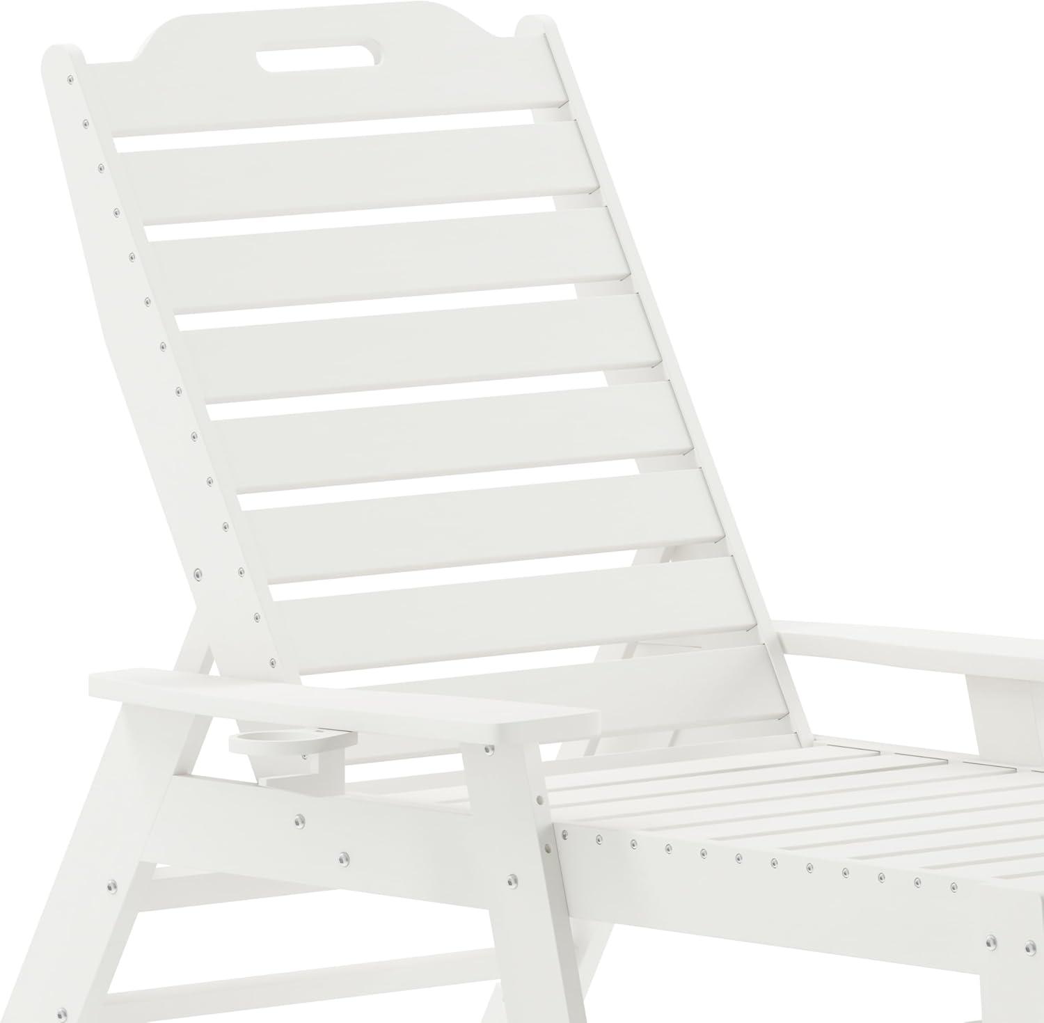 imageFlash Furniture Monterey Adjustable Adirondack Loungers with Cup Holders AllWeather IndoorOutdoor HDPE Lounge Chairs Set of 2 GrayWhite