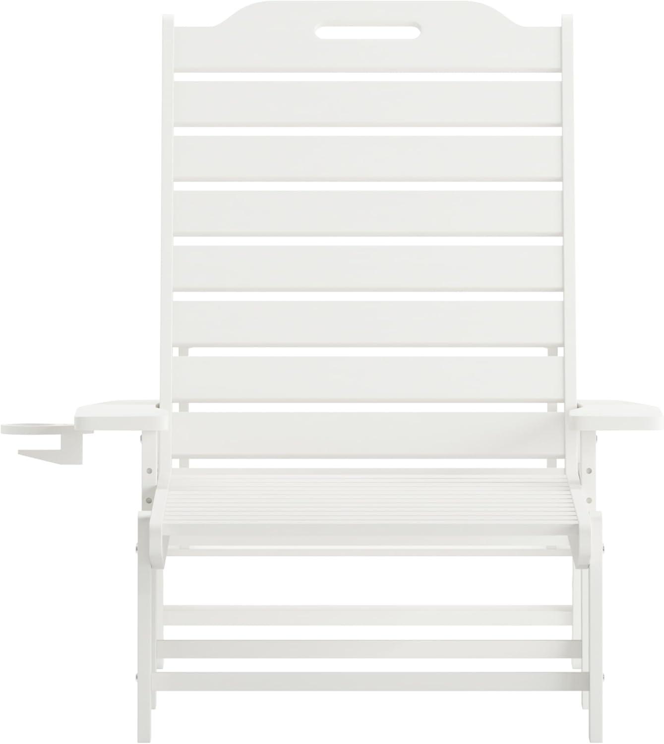 imageFlash Furniture Monterey Adjustable Adirondack Loungers with Cup Holders AllWeather IndoorOutdoor HDPE Lounge Chairs Set of 2 GrayWhite