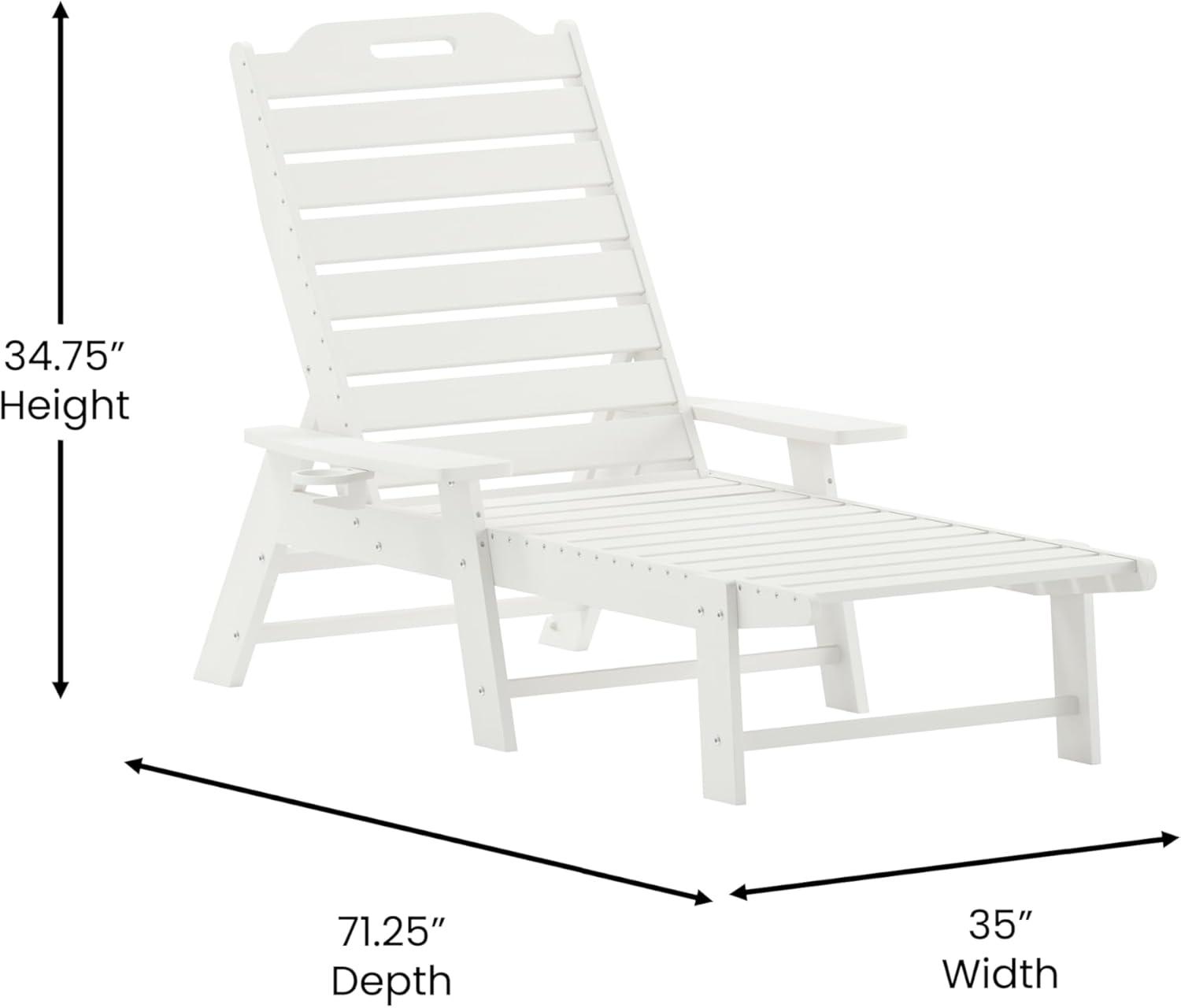 imageFlash Furniture Monterey Adjustable Adirondack Loungers with Cup Holders AllWeather IndoorOutdoor HDPE Lounge Chairs Set of 2 GrayWhite