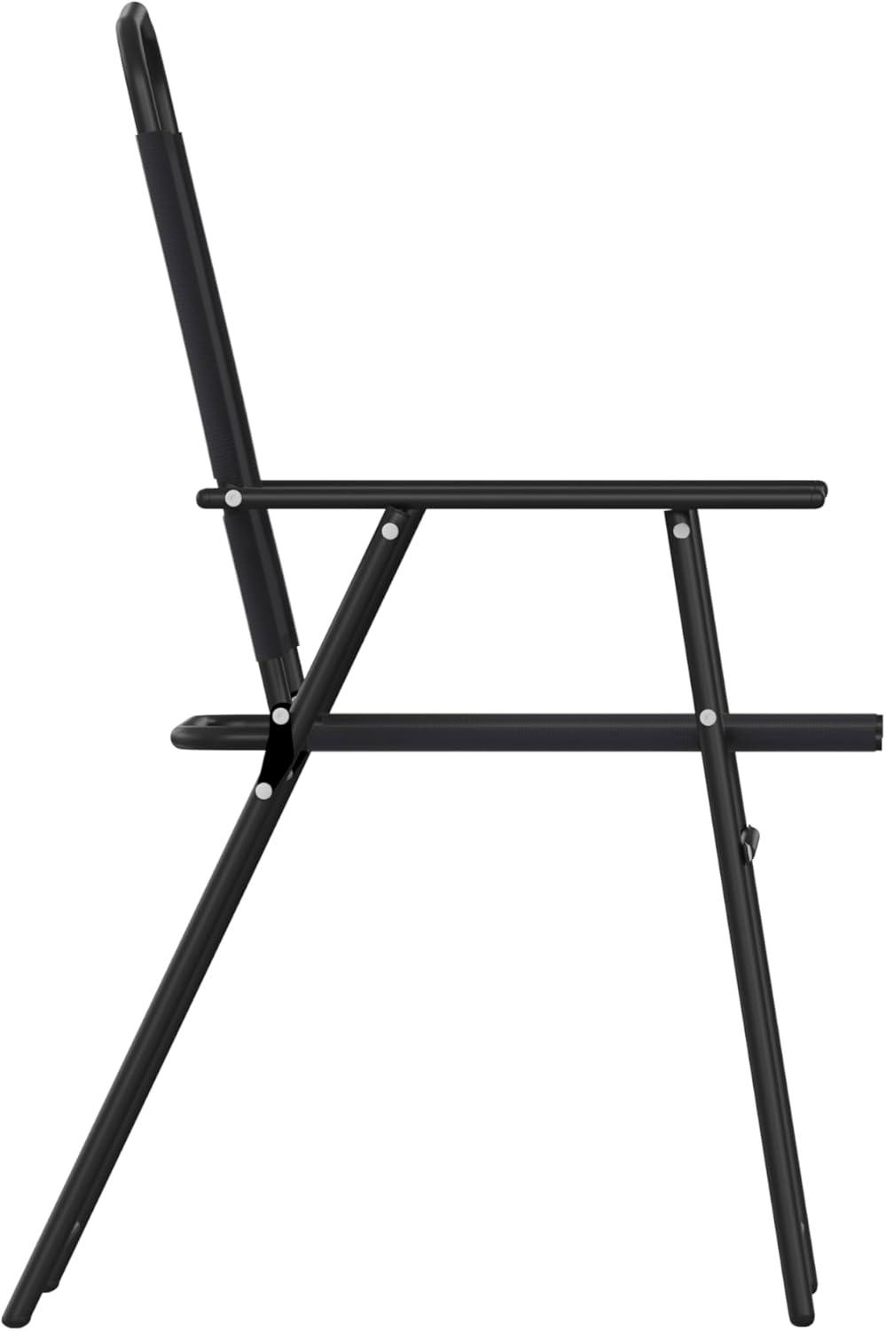imageFlash Furniture Mystic Folding Patio Sling Chairs Outdoor Textilene Lawn Chairs with Armrests Set of 2 GrayBlack