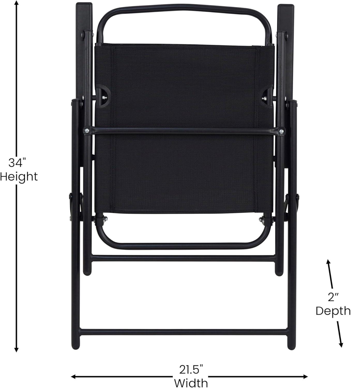 imageFlash Furniture Mystic Folding Patio Sling Chairs Outdoor Textilene Lawn Chairs with Armrests Set of 2 GrayBlack