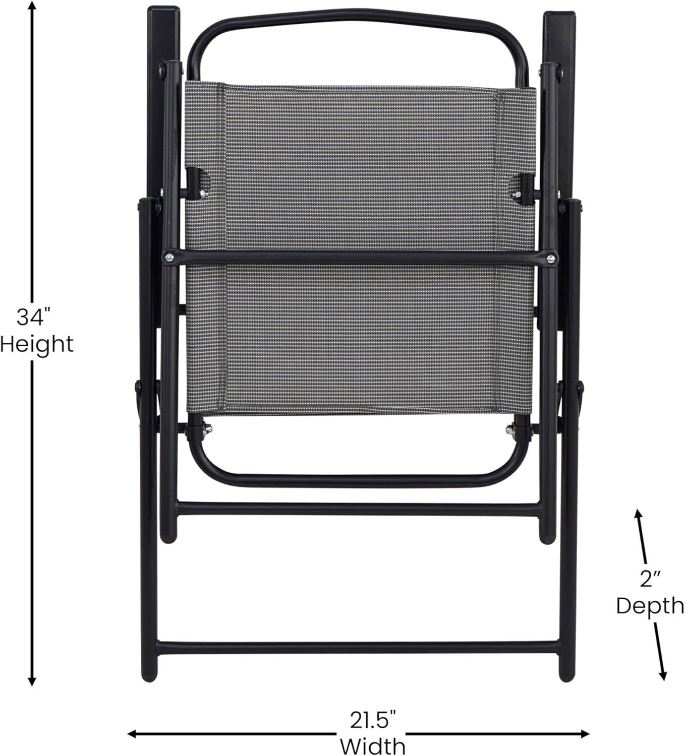 imageFlash Furniture Mystic Folding Patio Sling Chairs Outdoor Textilene Lawn Chairs with Armrests Set of 2 GrayGrey