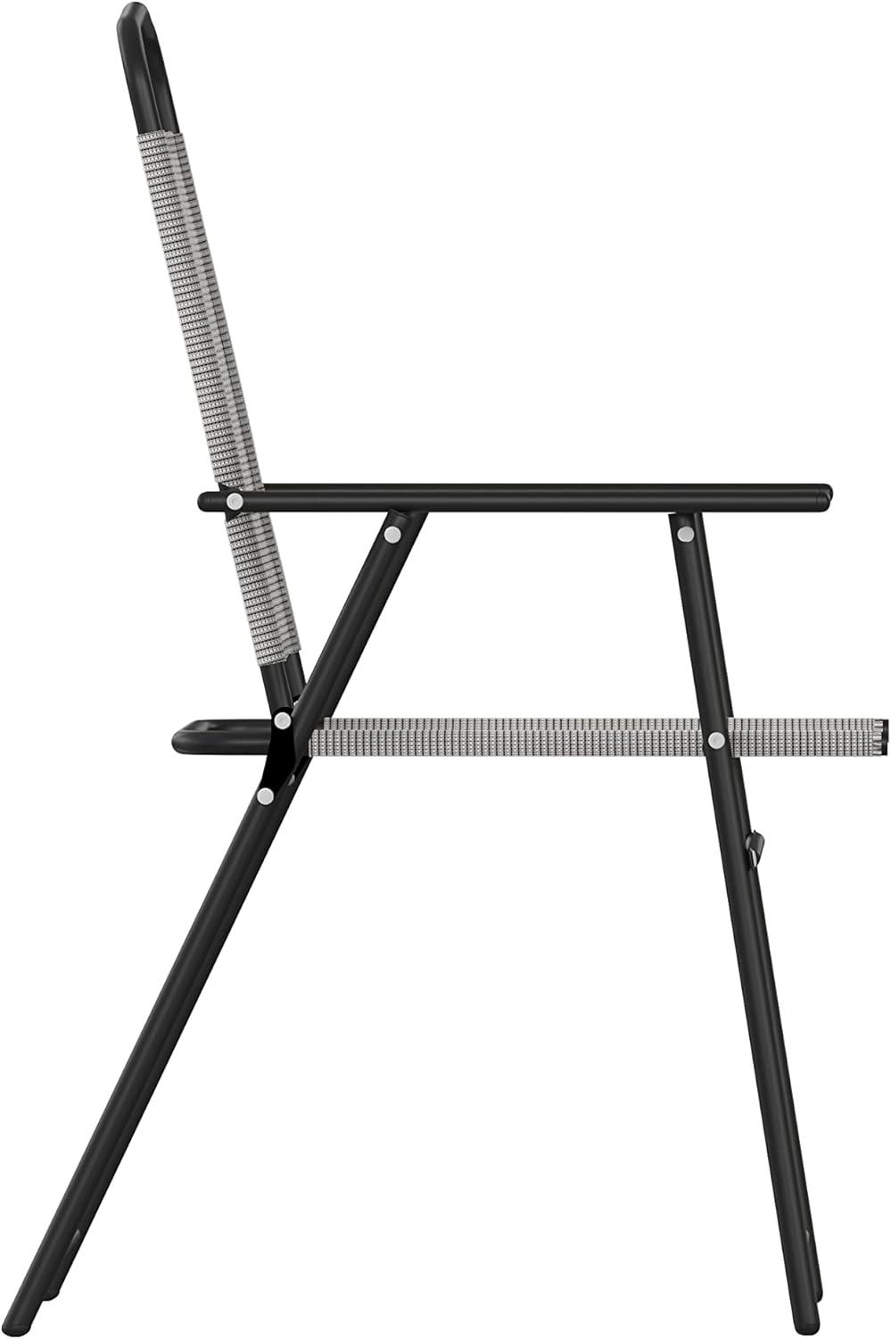 imageFlash Furniture Mystic Folding Patio Sling Chairs Outdoor Textilene Lawn Chairs with Armrests Set of 2 GrayGrey