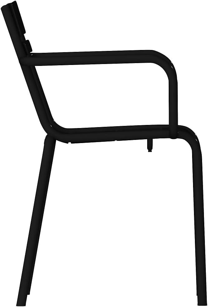 imageFlash Furniture Nash Commercial Grade Steel Stack Chair IndoorOutdoor Arm Chair with 2 Slat Back Set of 4 SilverBlack