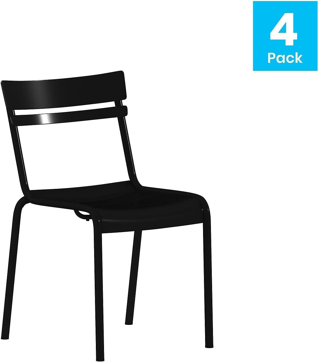imageFlash Furniture Nash Commercial Grade Steel Stack Chair IndoorOutdoor Armless Chair with 2 Slat Back Set of 4 RedBlack