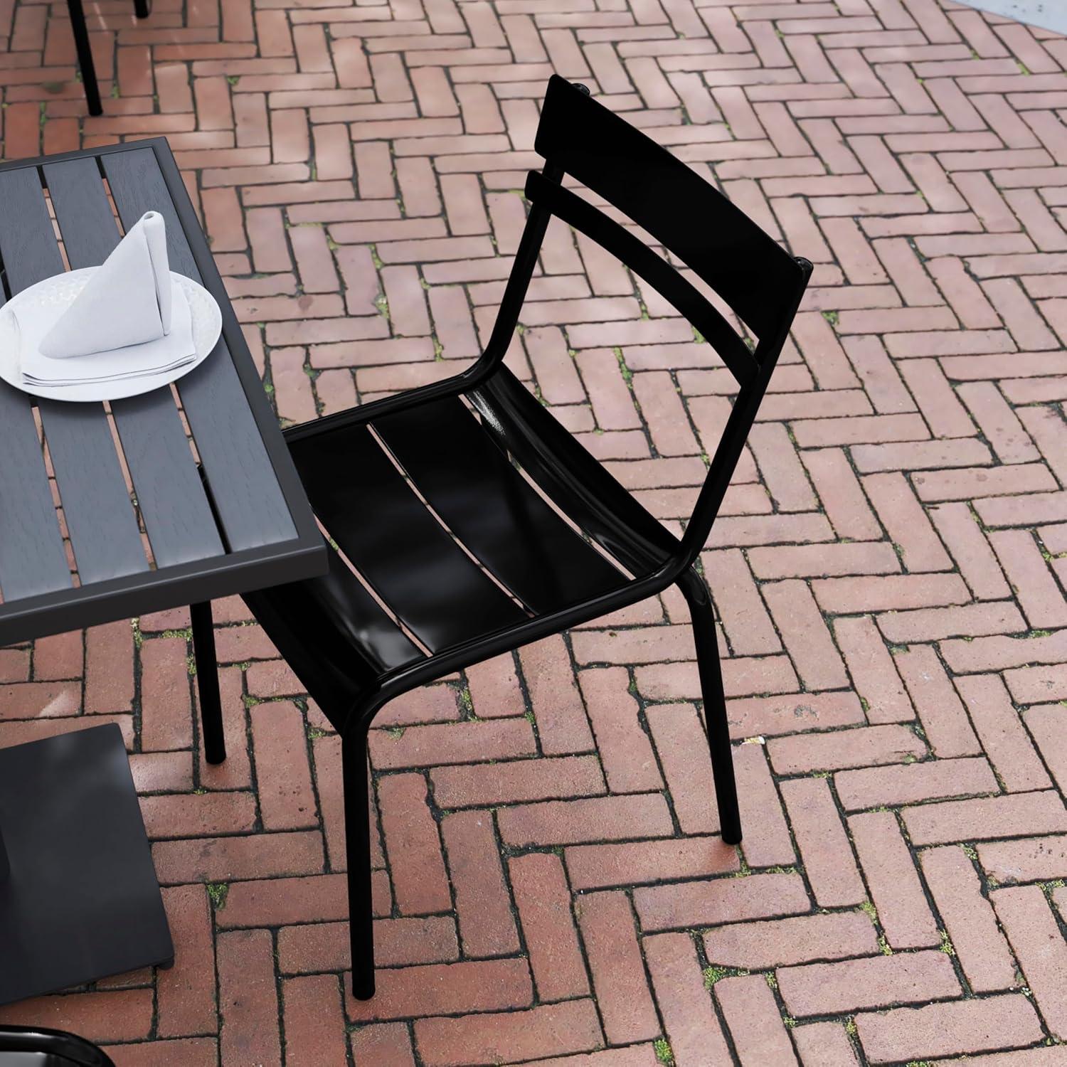 imageFlash Furniture Nash Commercial Grade Steel Stack Chair IndoorOutdoor Armless Chair with 2 Slat Back Set of 4 RedBlack