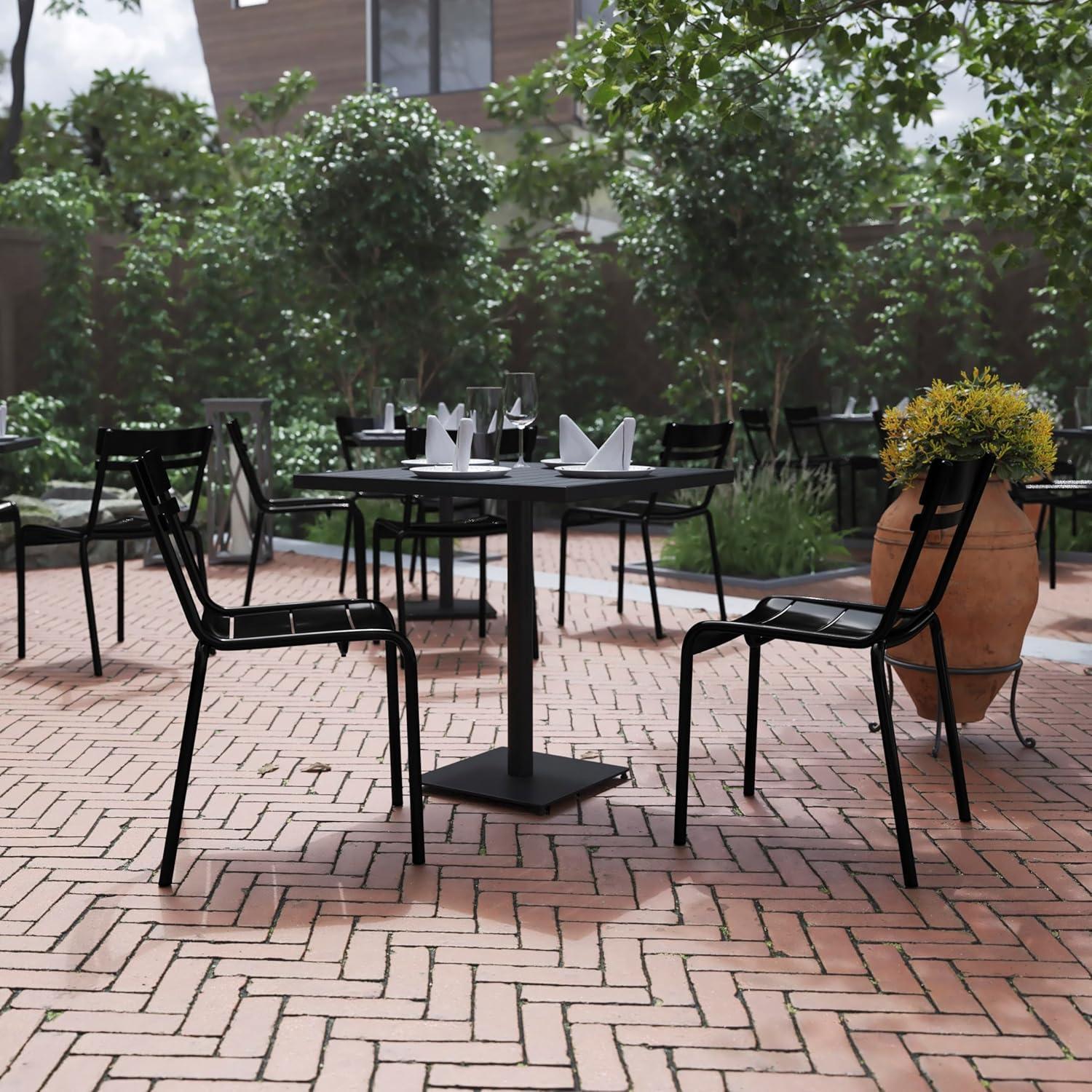 imageFlash Furniture Nash Commercial Grade Steel Stack Chair IndoorOutdoor Armless Chair with 2 Slat Back Set of 4 RedBlack