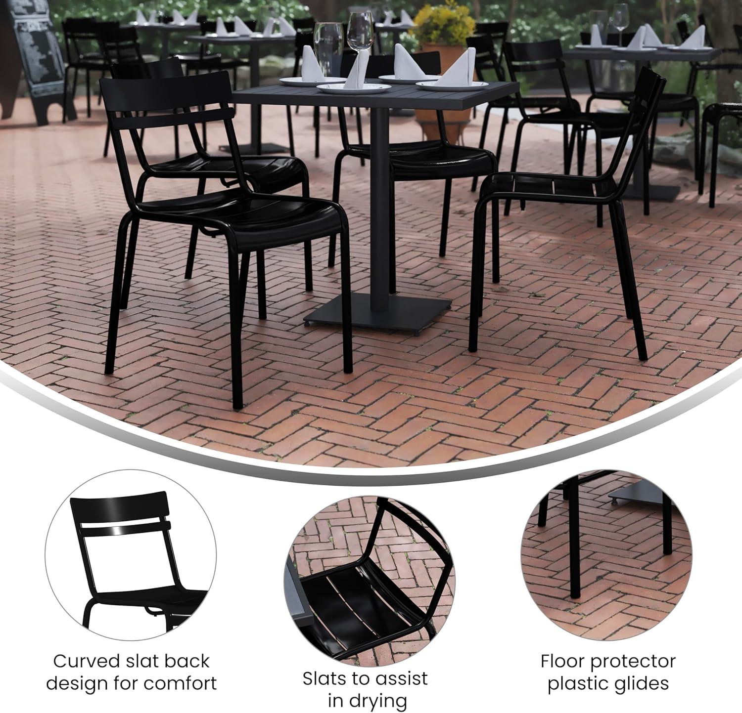 imageFlash Furniture Nash Commercial Grade Steel Stack Chair IndoorOutdoor Armless Chair with 2 Slat Back Set of 4 RedBlack
