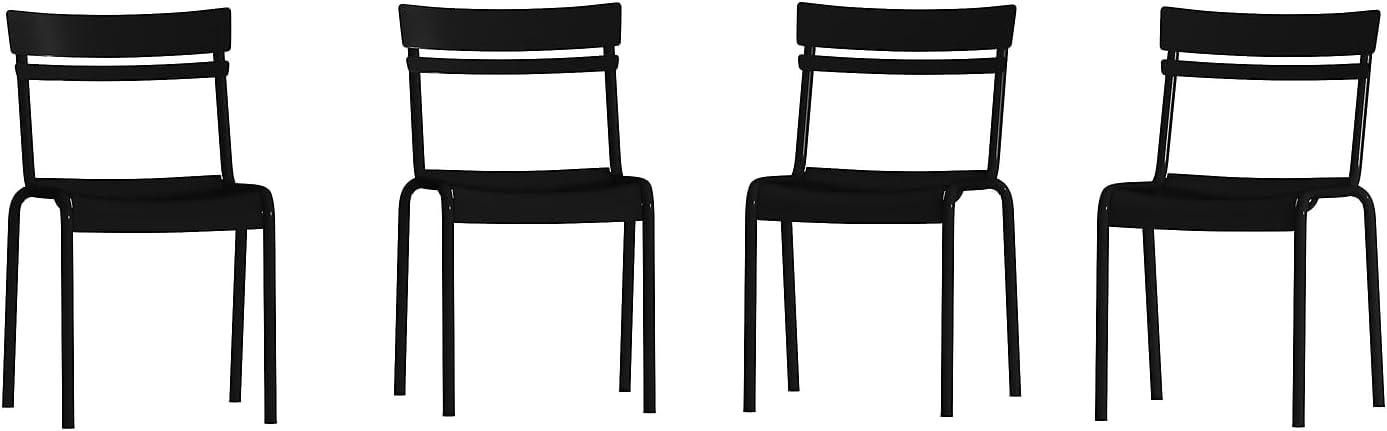 imageFlash Furniture Nash Commercial Grade Steel Stack Chair IndoorOutdoor Armless Chair with 2 Slat Back Set of 4 RedBlack