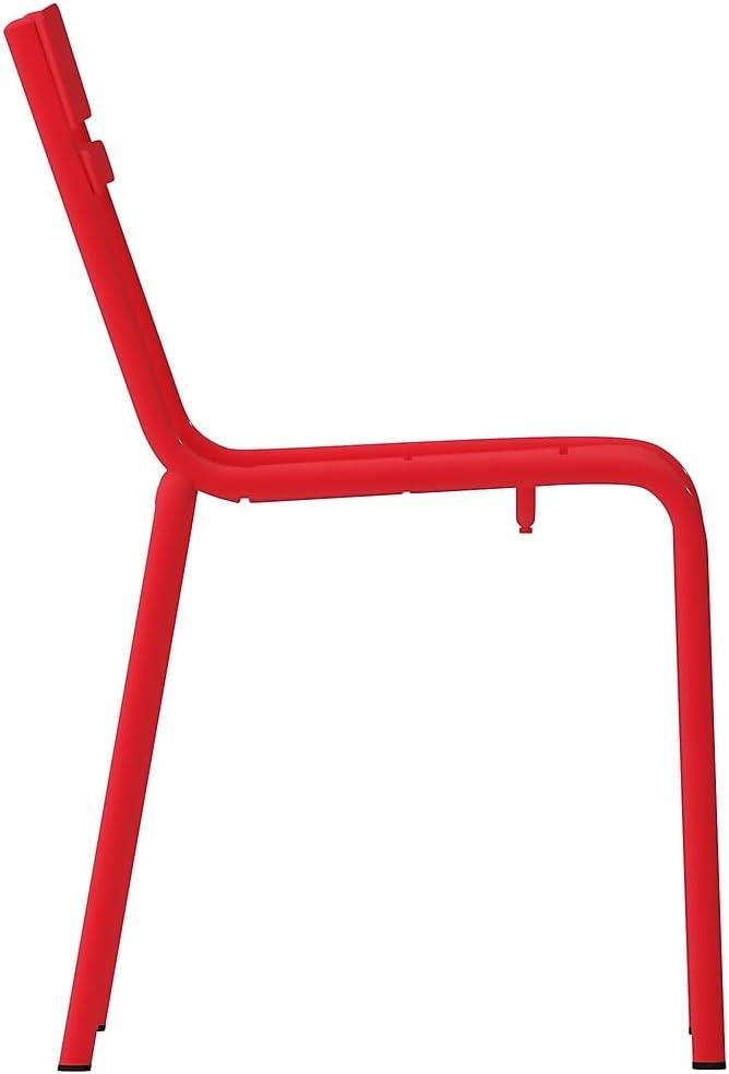 imageFlash Furniture Nash Commercial Grade Steel Stack Chair IndoorOutdoor Armless Chair with 2 Slat Back Set of 4 RedRed