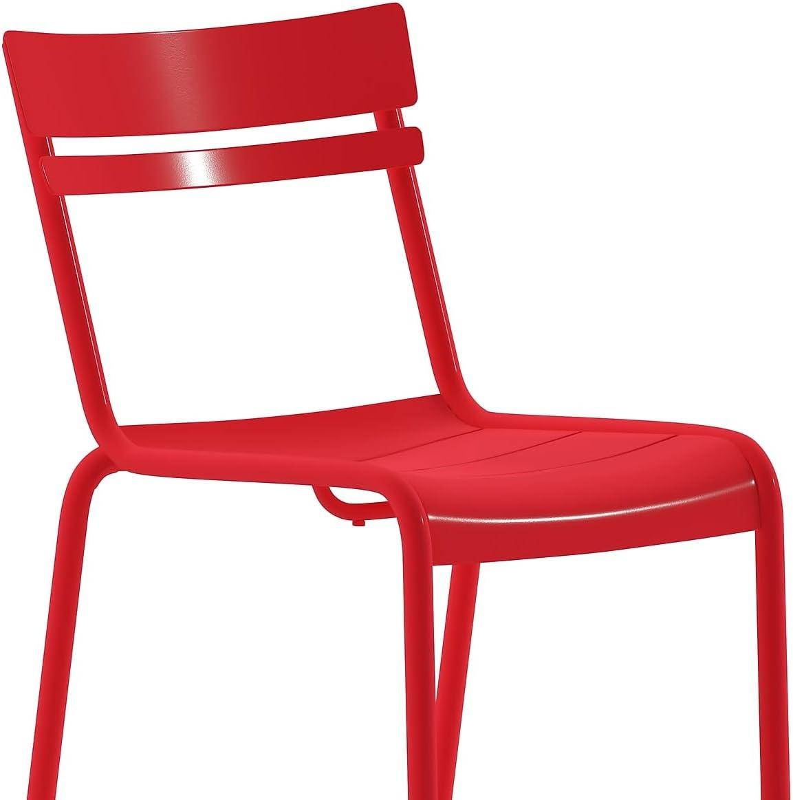imageFlash Furniture Nash Commercial Grade Steel Stack Chair IndoorOutdoor Armless Chair with 2 Slat Back Set of 4 RedRed