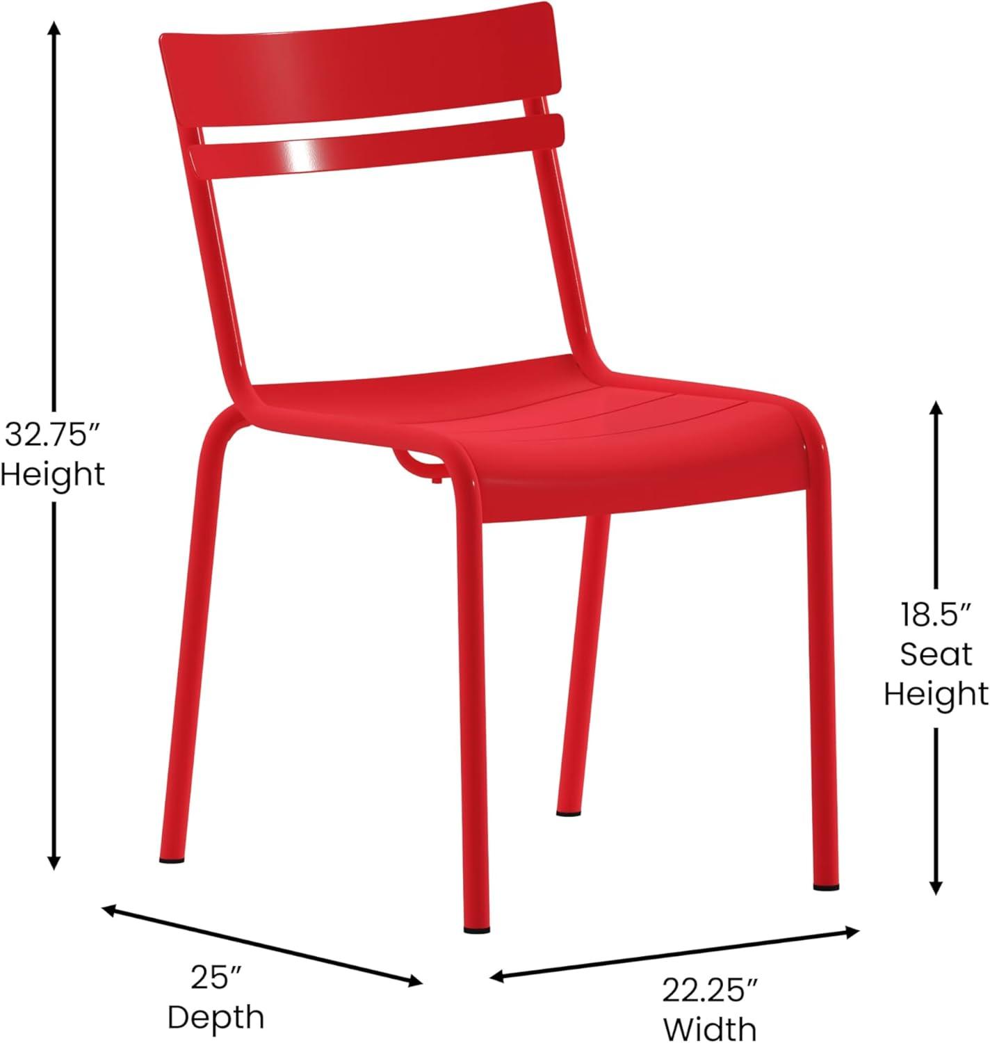 imageFlash Furniture Nash Commercial Grade Steel Stack Chair IndoorOutdoor Armless Chair with 2 Slat Back Set of 4 RedRed