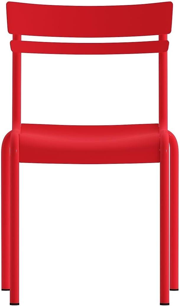 imageFlash Furniture Nash Commercial Grade Steel Stack Chair IndoorOutdoor Armless Chair with 2 Slat Back Set of 4 RedRed