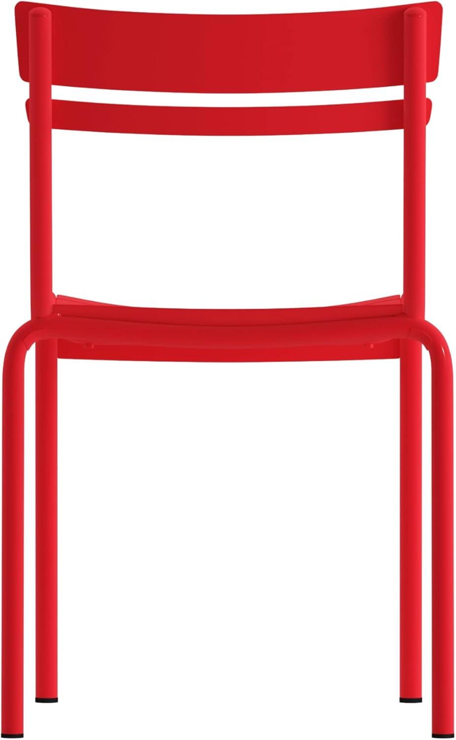 imageFlash Furniture Nash Commercial Grade Steel Stack Chair IndoorOutdoor Armless Chair with 2 Slat Back Set of 4 RedRed