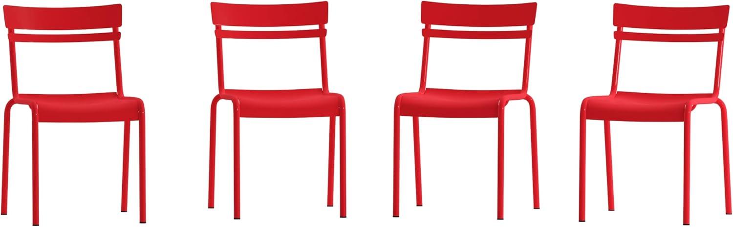 imageFlash Furniture Nash Commercial Grade Steel Stack Chair IndoorOutdoor Armless Chair with 2 Slat Back Set of 4 RedRed