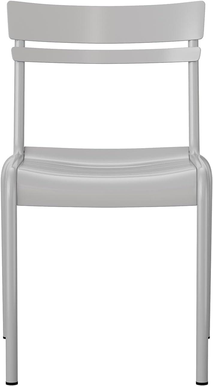 imageFlash Furniture Nash Commercial Grade Steel Stack Chair IndoorOutdoor Armless Chair with 2 Slat Back Set of 4 RedSilver