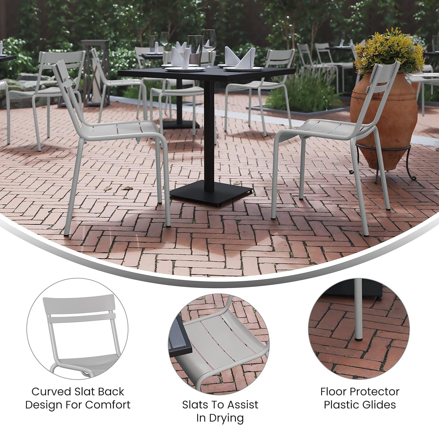 imageFlash Furniture Nash Commercial Grade Steel Stack Chair IndoorOutdoor Armless Chair with 2 Slat Back Set of 4 RedSilver