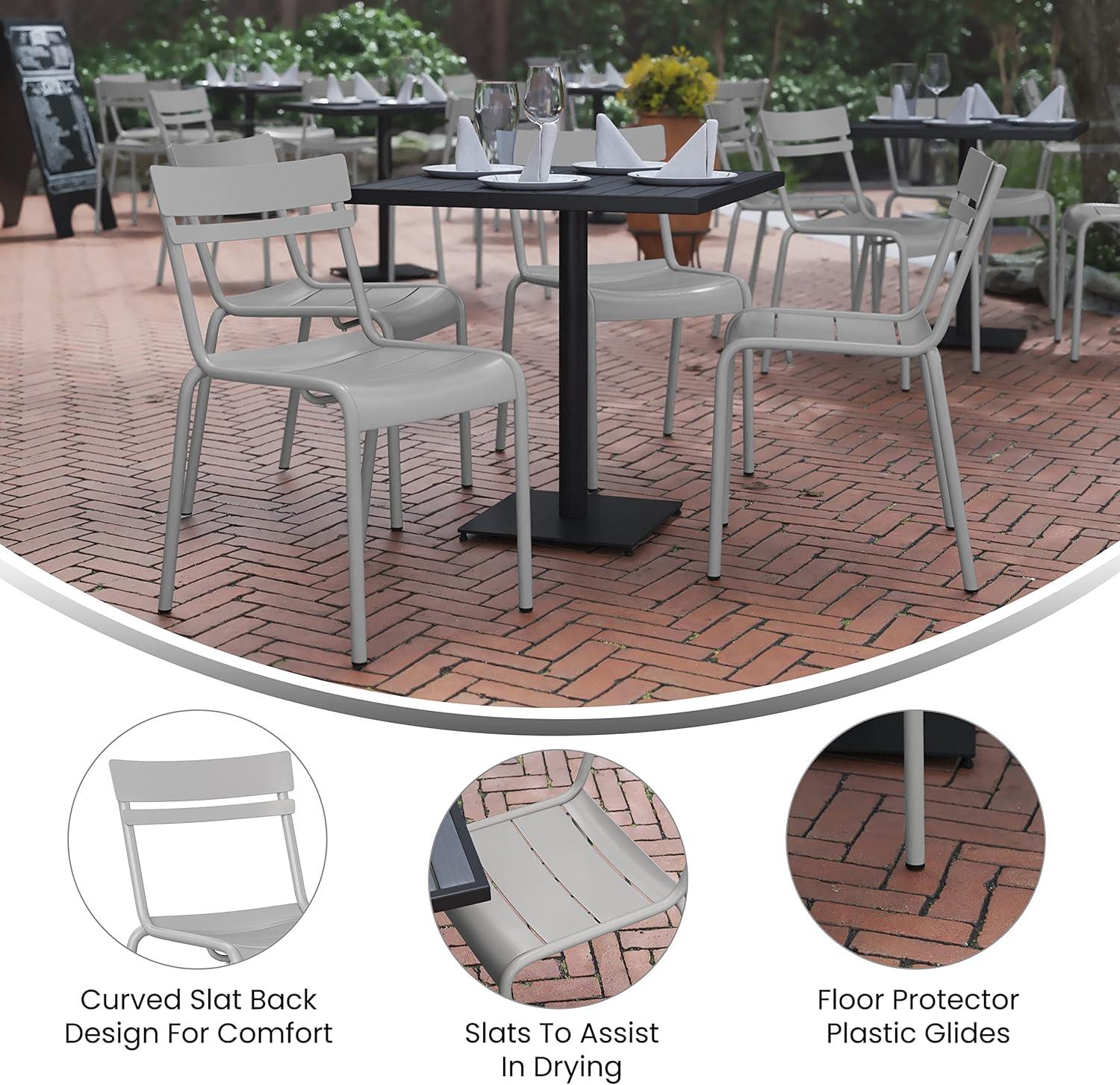imageFlash Furniture Nash Commercial Grade Steel Stack Chair IndoorOutdoor Armless Chair with 2 Slat Back Set of 4 RedSilver