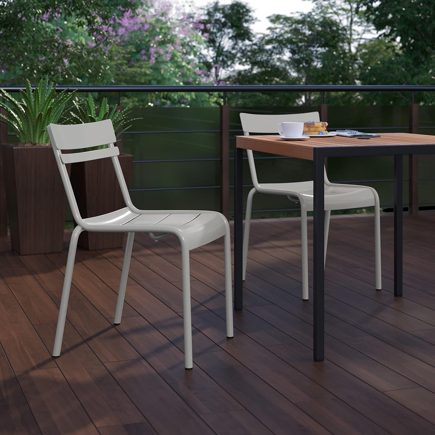 imageFlash Furniture Nash Commercial Grade Steel Stack Chair IndoorOutdoor Armless Chair with 2 Slat Back Set of 4 RedSilver