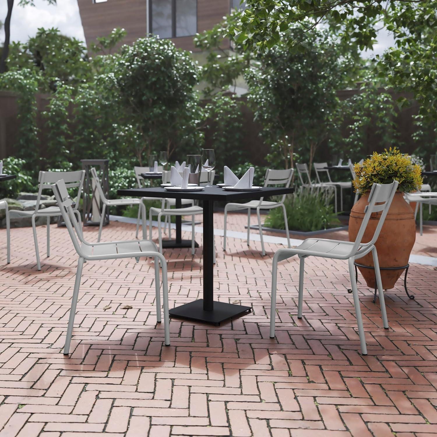 imageFlash Furniture Nash Commercial Grade Steel Stack Chair IndoorOutdoor Armless Chair with 2 Slat Back Set of 4 RedSilver