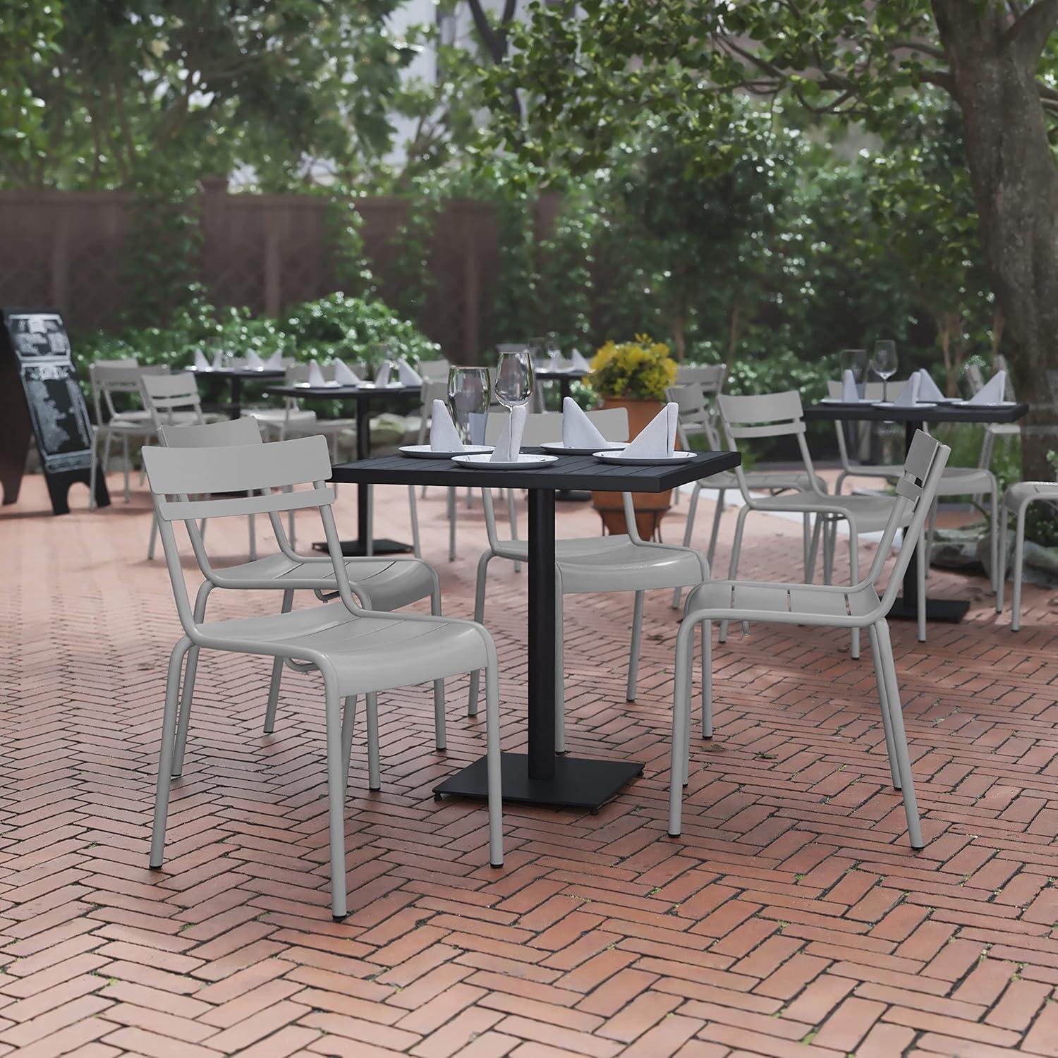 imageFlash Furniture Nash Commercial Grade Steel Stack Chair IndoorOutdoor Armless Chair with 2 Slat Back Set of 4 RedSilver