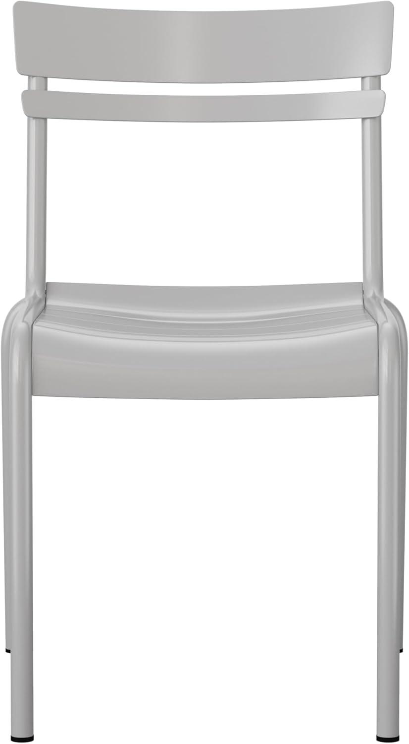imageFlash Furniture Nash Commercial Grade Steel Stack Chair IndoorOutdoor Armless Chair with 2 Slat Back Set of 4 RedSilver