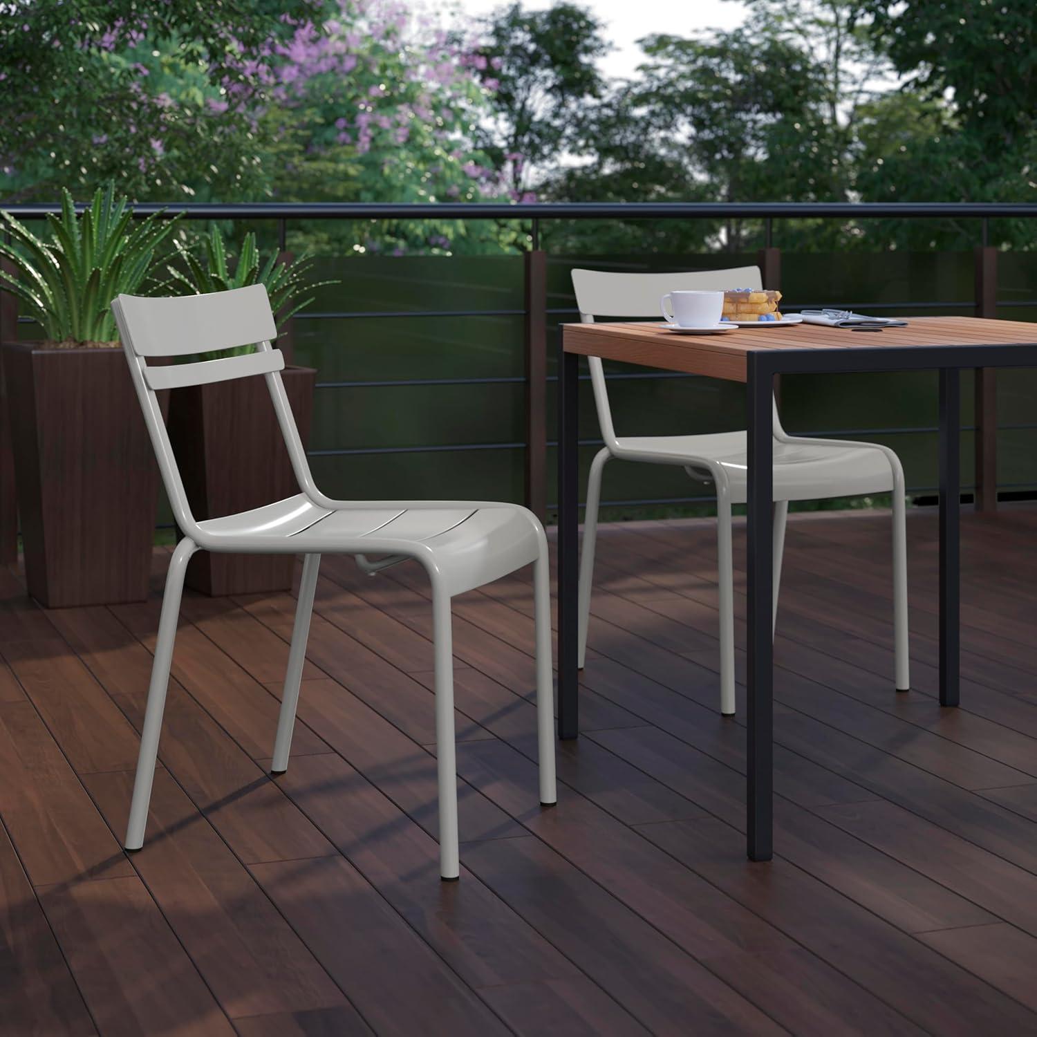 imageFlash Furniture Nash Commercial Grade Steel Stack Chair IndoorOutdoor Armless Chair with 2 Slat Back Set of 4 RedSilver