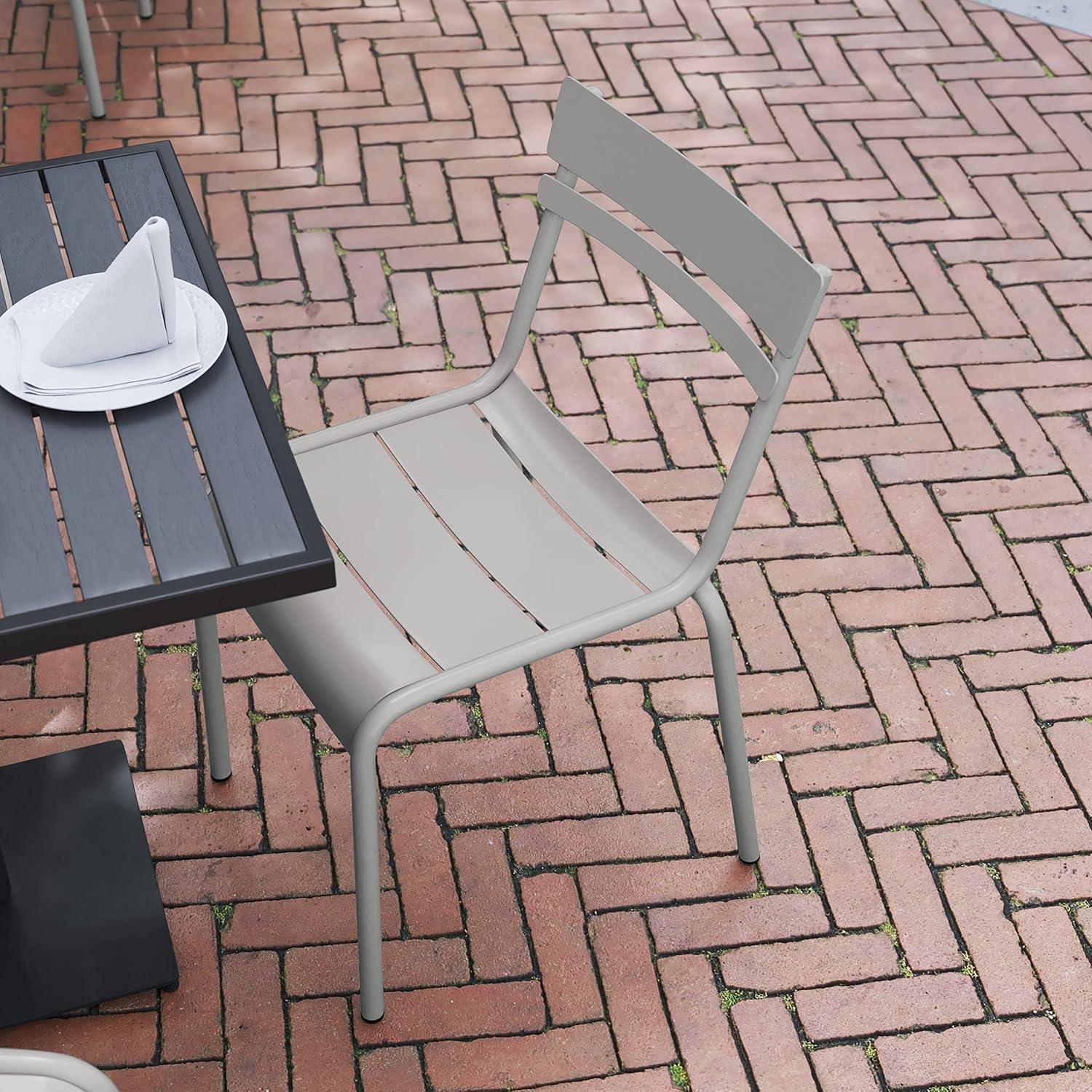 imageFlash Furniture Nash Commercial Grade Steel Stack Chair IndoorOutdoor Armless Chair with 2 Slat Back Set of 4 RedSilver