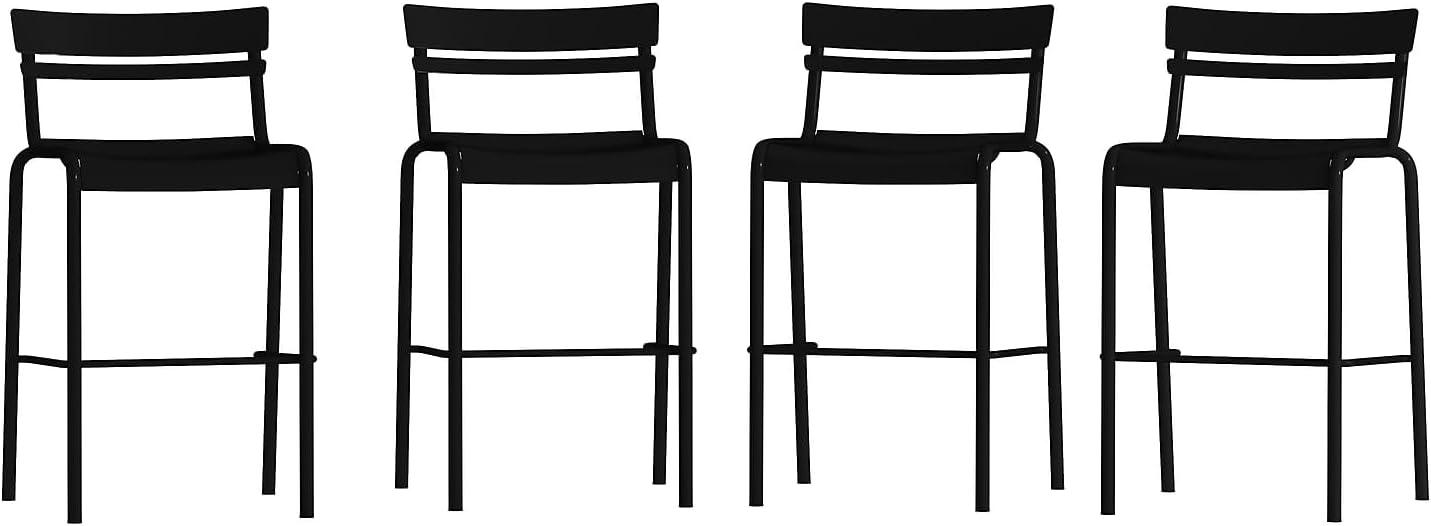 imageFlash Furniture Nash Commercial Grade Steel Stack Stool IndoorOutdoor Bar Stool with 2 Slat Back Set of 4 RedBlack