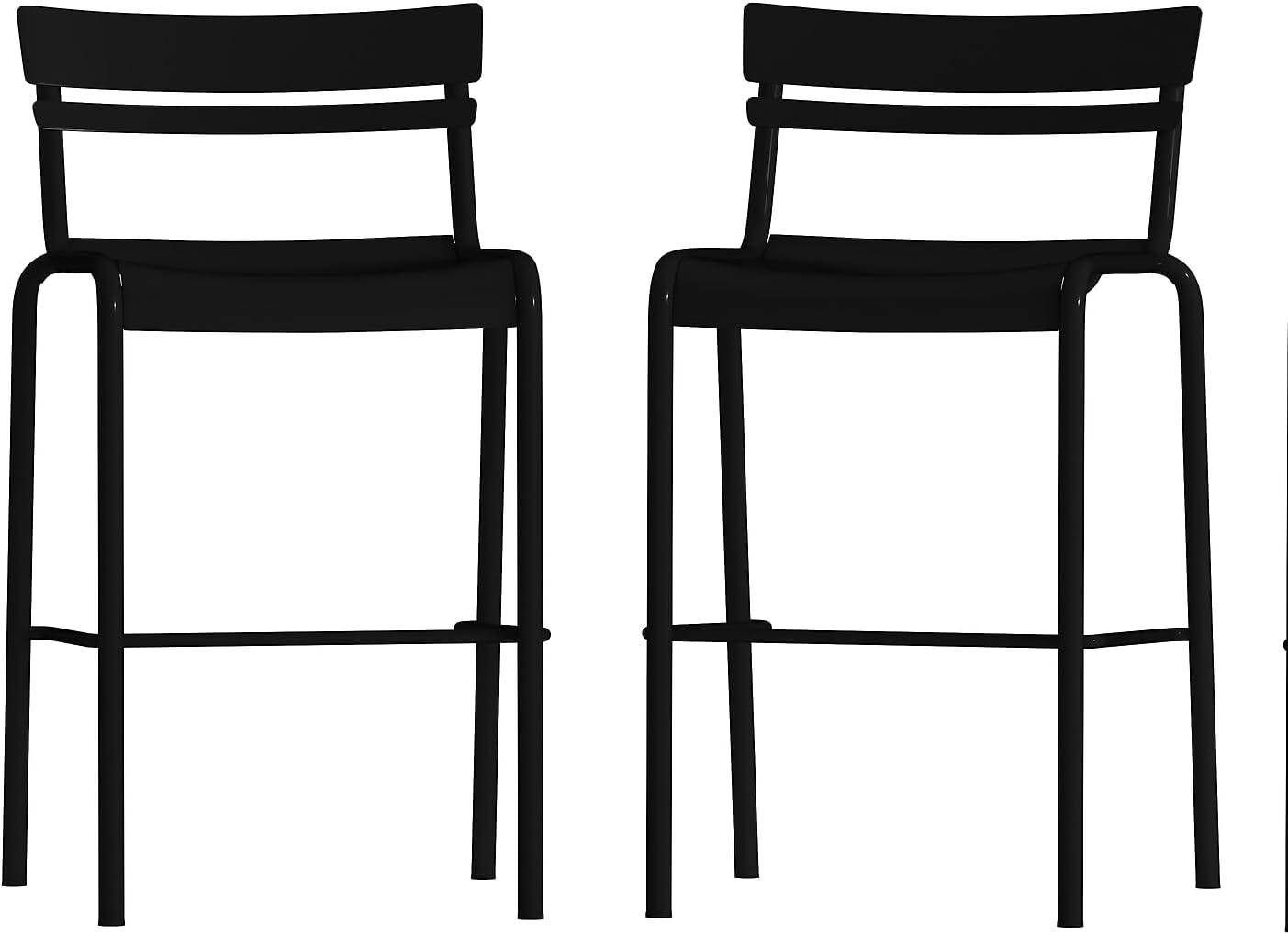 imageFlash Furniture Nash Commercial Grade Steel Stack Stool IndoorOutdoor Bar Stool with 2 Slat Back Set of 4 RedBlack