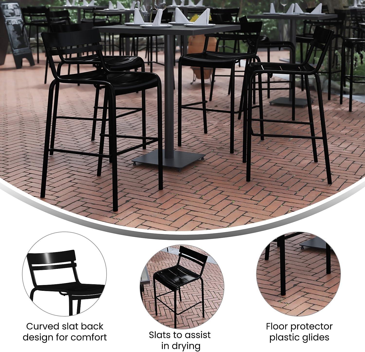 imageFlash Furniture Nash Commercial Grade Steel Stack Stool IndoorOutdoor Bar Stool with 2 Slat Back Set of 4 RedBlack