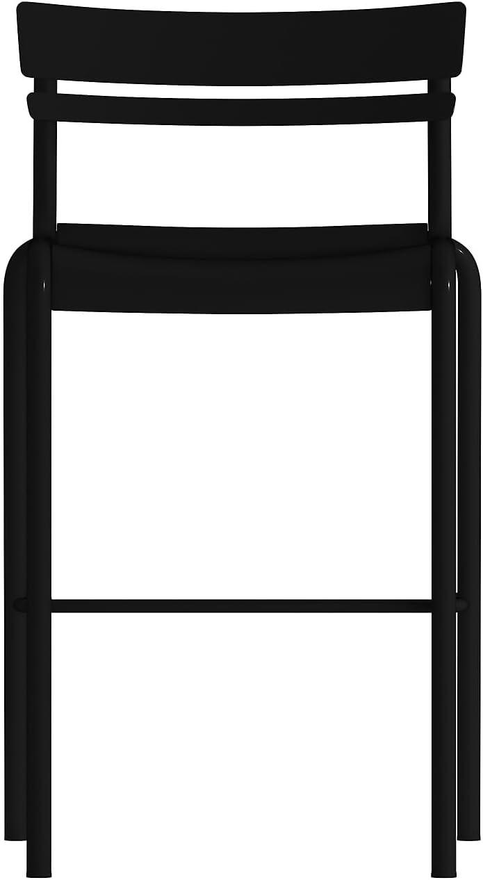 imageFlash Furniture Nash Commercial Grade Steel Stack Stool IndoorOutdoor Bar Stool with 2 Slat Back Set of 4 RedBlack