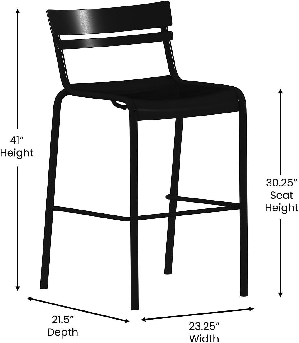imageFlash Furniture Nash Commercial Grade Steel Stack Stool IndoorOutdoor Bar Stool with 2 Slat Back Set of 4 RedBlack