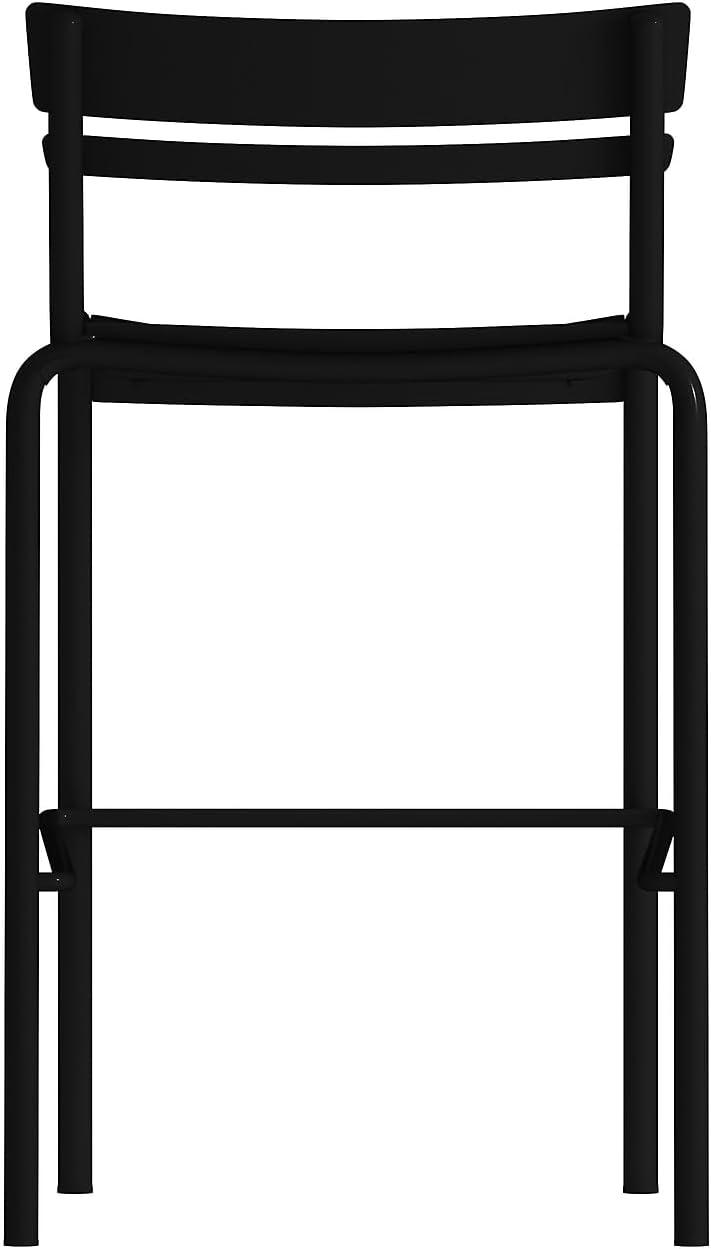 imageFlash Furniture Nash Commercial Grade Steel Stack Stool IndoorOutdoor Bar Stool with 2 Slat Back Set of 4 RedBlack