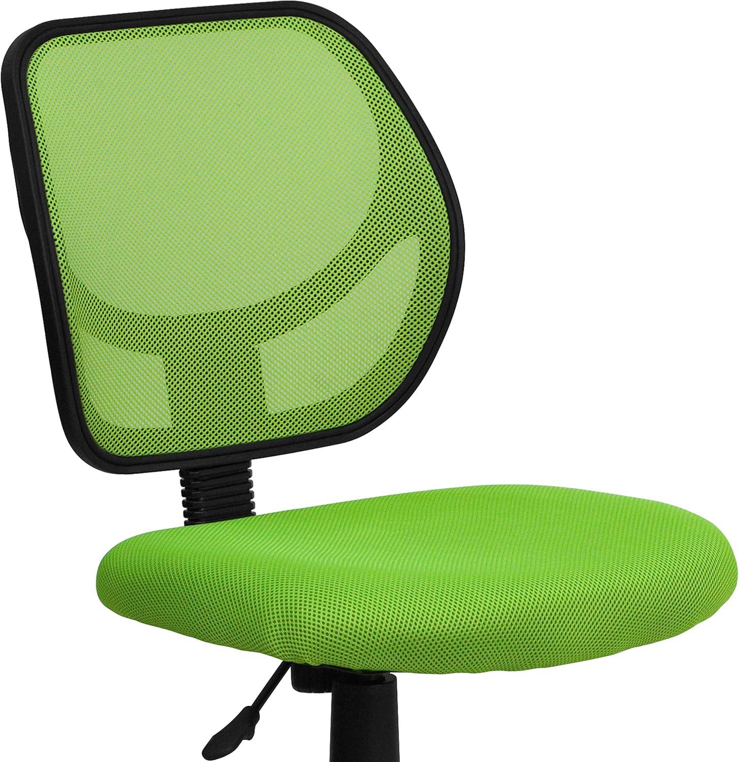 imageFlash Furniture Neri Low Back Black Mesh Swivel Task Office Chair with Curved Square BackGreen