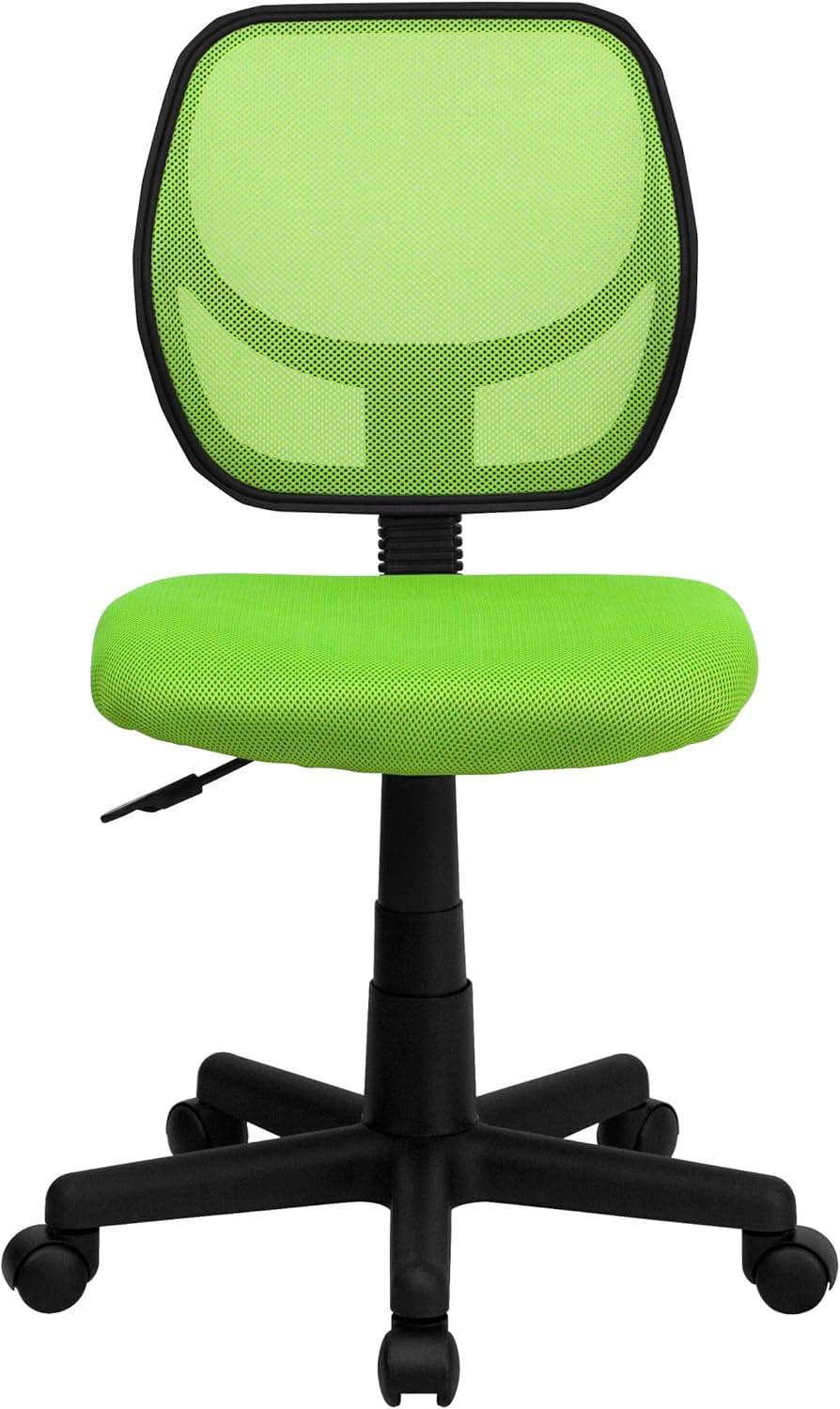 imageFlash Furniture Neri Low Back Black Mesh Swivel Task Office Chair with Curved Square BackGreen