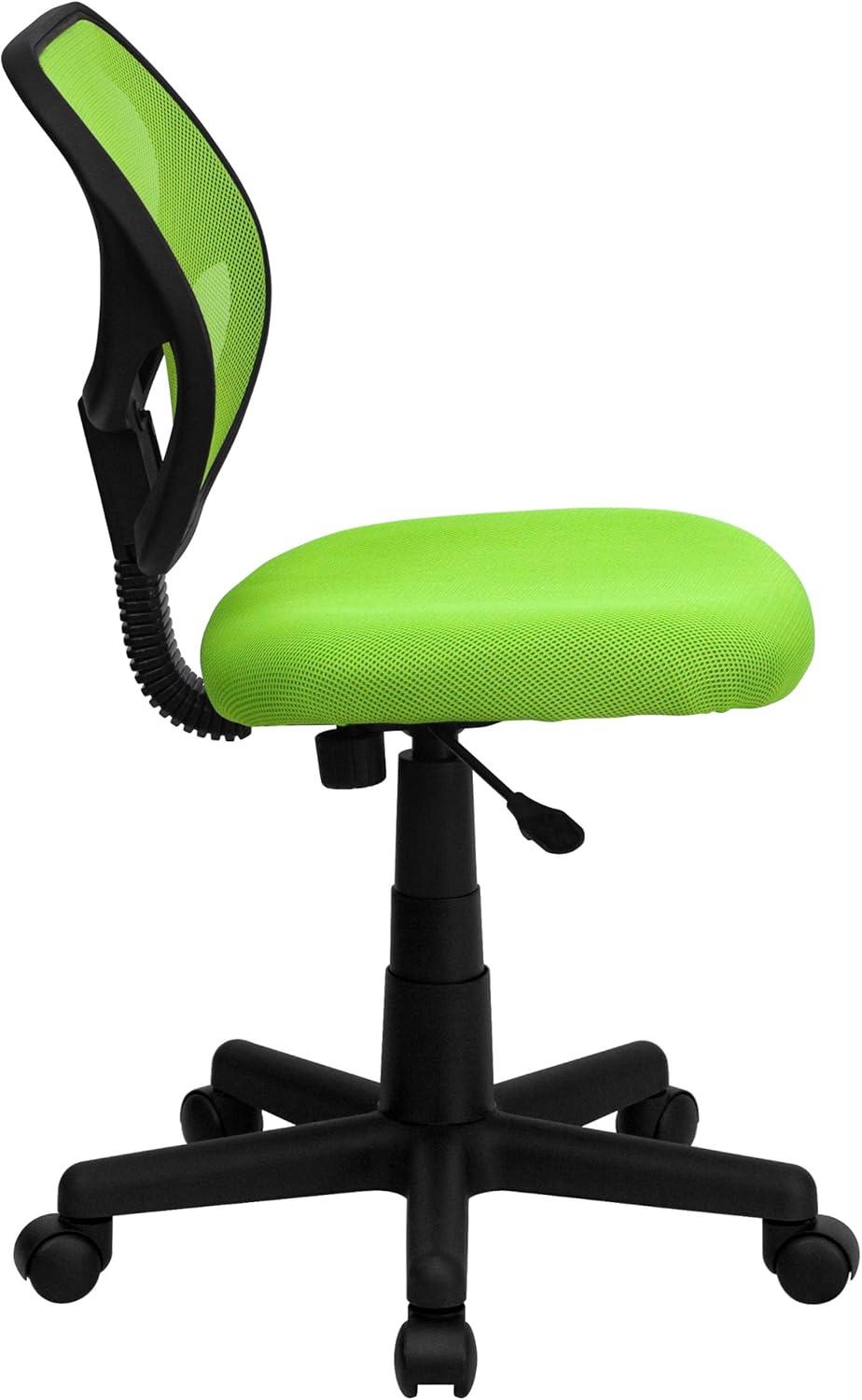 imageFlash Furniture Neri Low Back Black Mesh Swivel Task Office Chair with Curved Square BackGreen