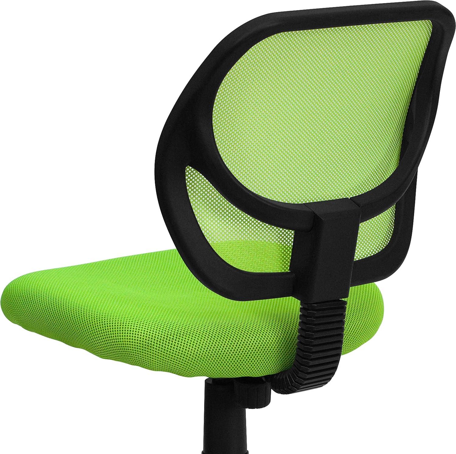 imageFlash Furniture Neri Low Back Black Mesh Swivel Task Office Chair with Curved Square BackGreen