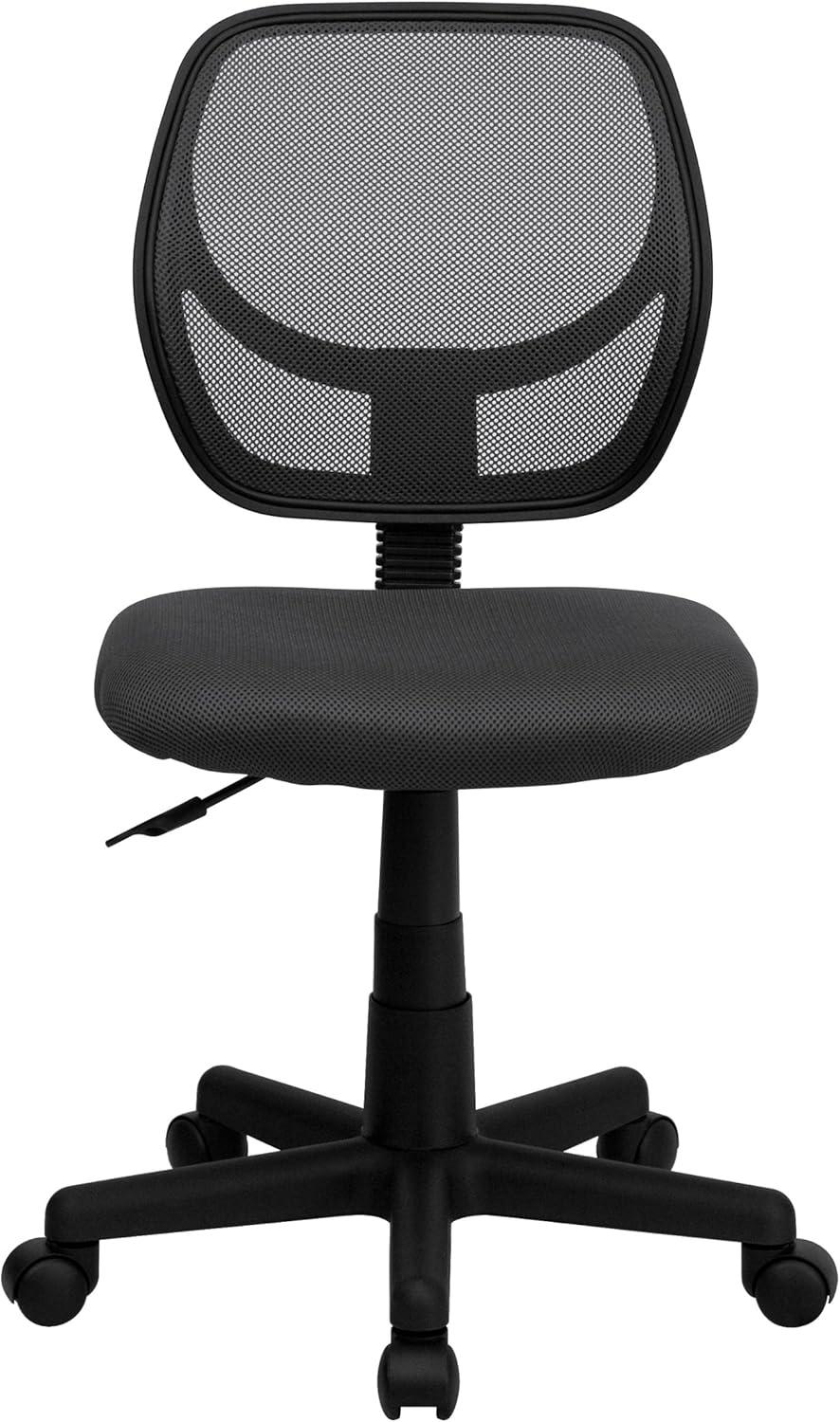 imageFlash Furniture Neri Low Back Black Mesh Swivel Task Office Chair with Curved Square BackGrey