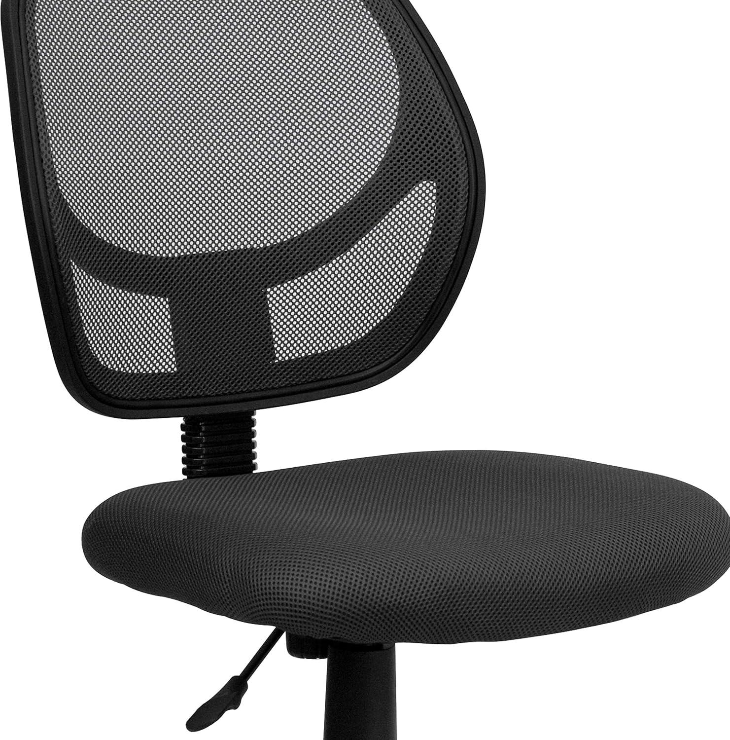 imageFlash Furniture Neri Low Back Black Mesh Swivel Task Office Chair with Curved Square BackGrey