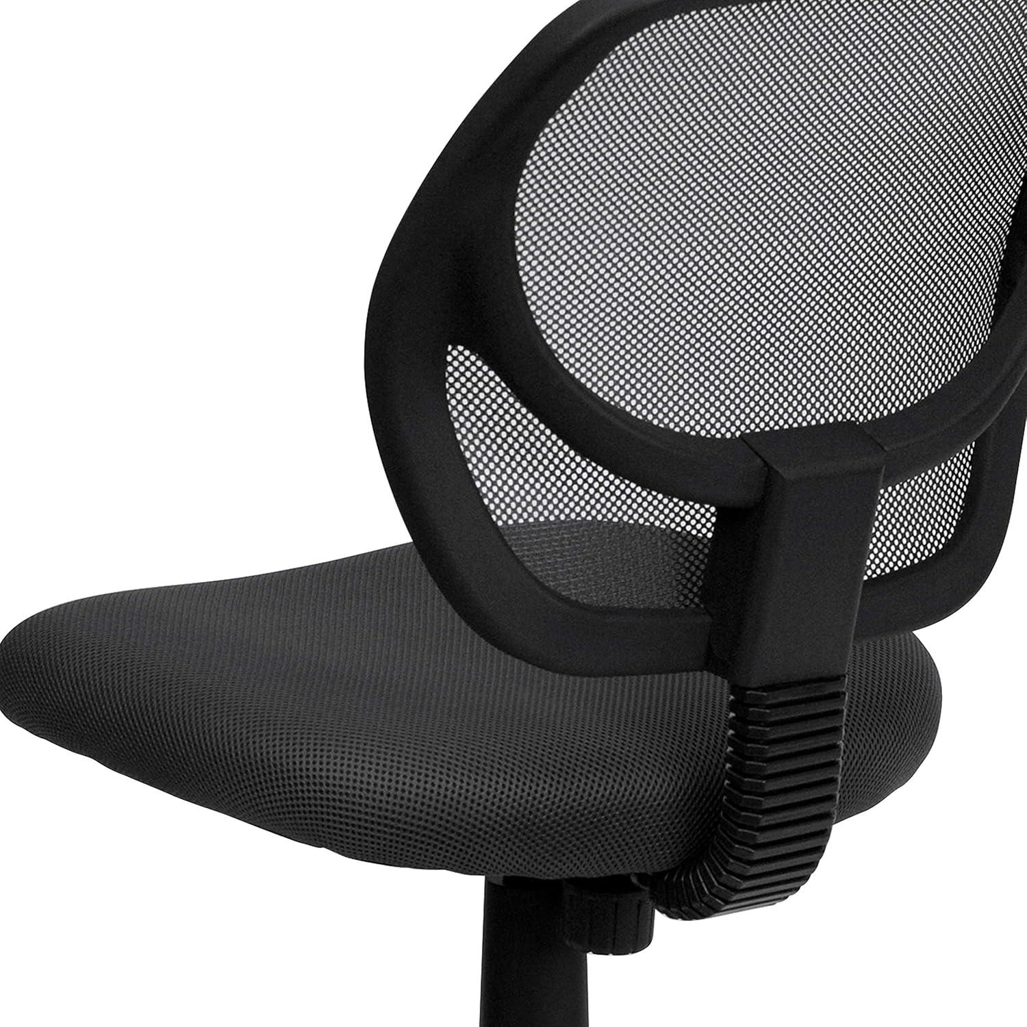 imageFlash Furniture Neri Low Back Black Mesh Swivel Task Office Chair with Curved Square BackGrey