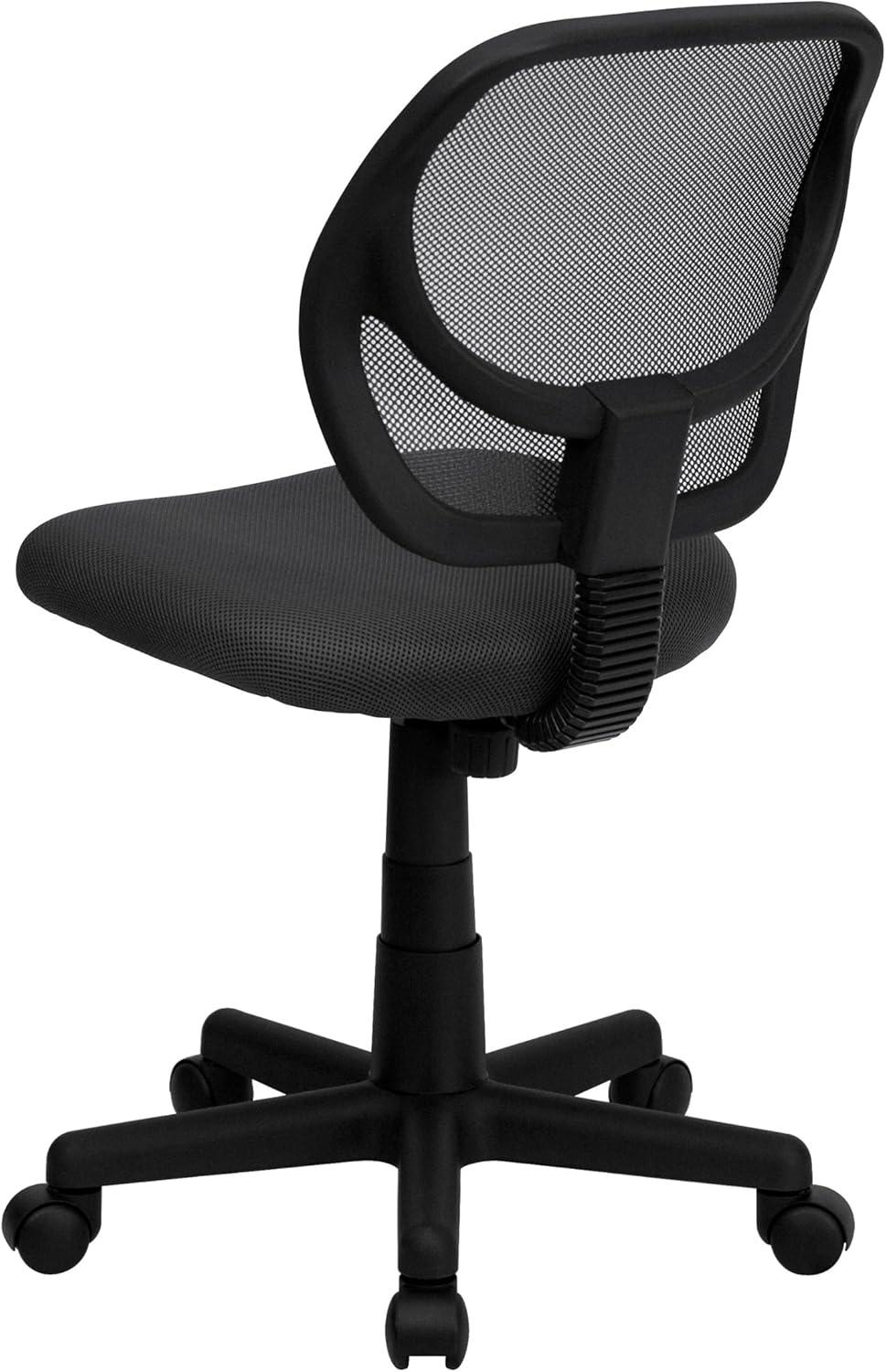 imageFlash Furniture Neri Low Back Black Mesh Swivel Task Office Chair with Curved Square BackGrey